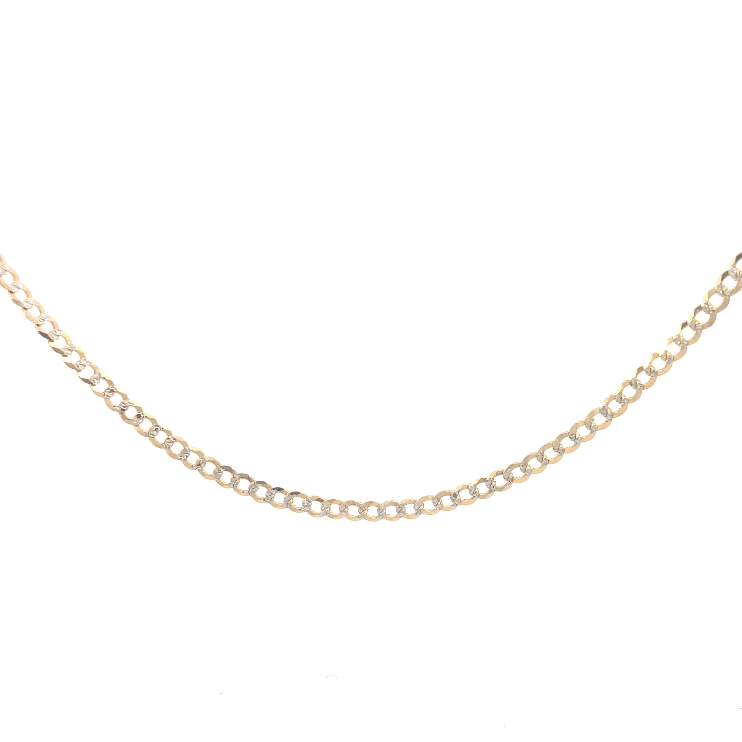 14K Gold Flat Cuban Link Double Color Chain