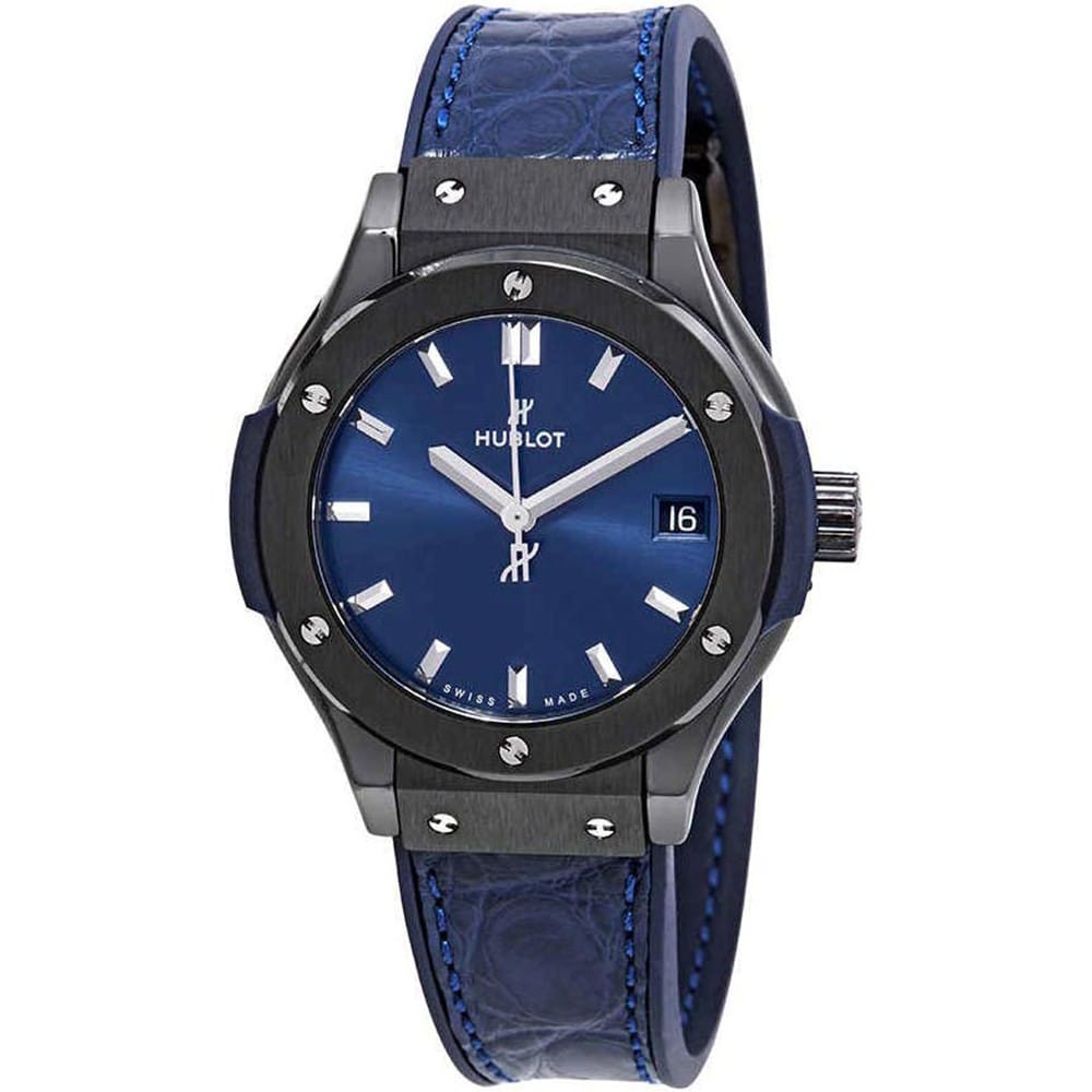 Hublot Classic Fusion Quartz 33mm Ladies Watch 581.cm.7170.lr Ceramic Blue