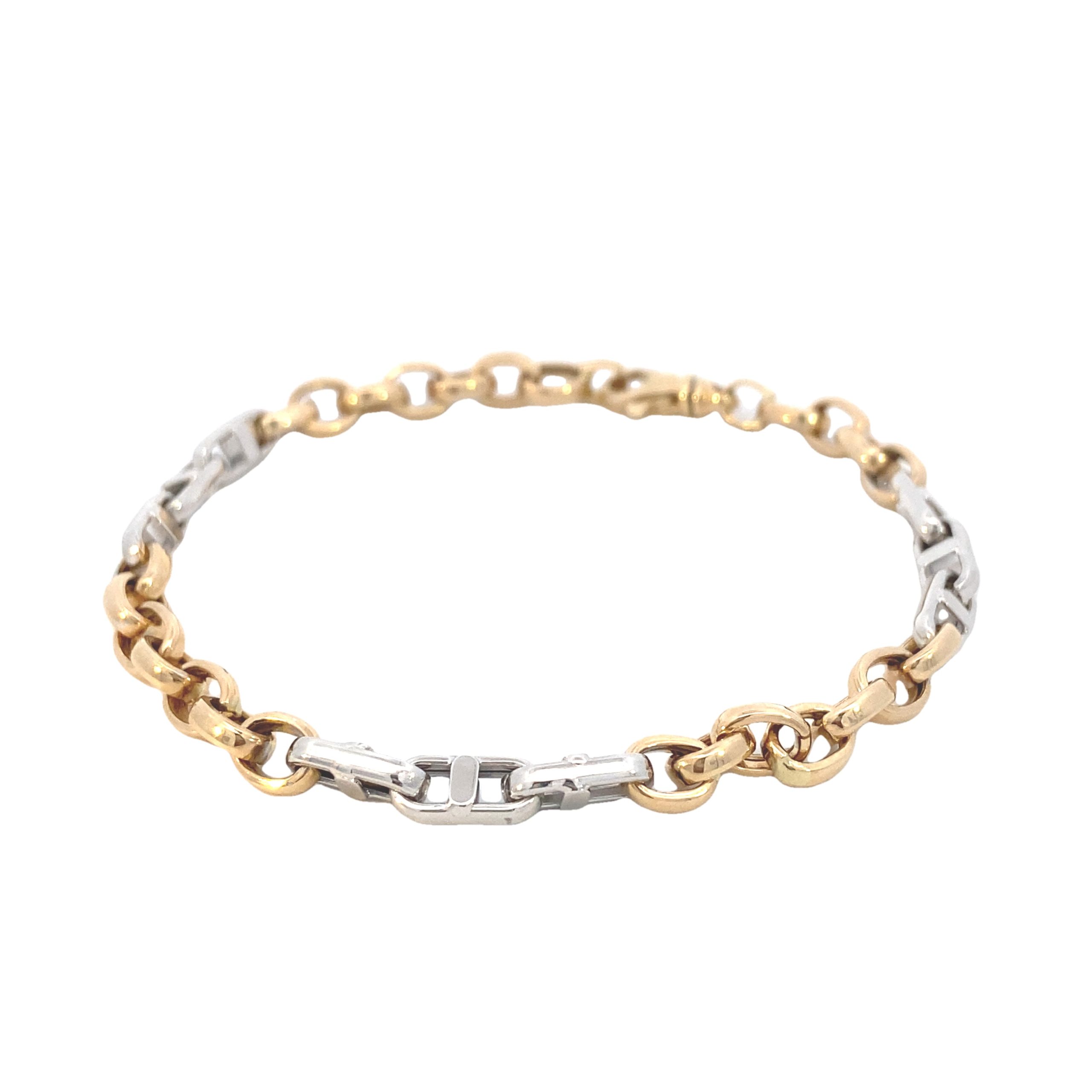 14K Gold 2-T Cable Chain with Mariner Links Bracelet