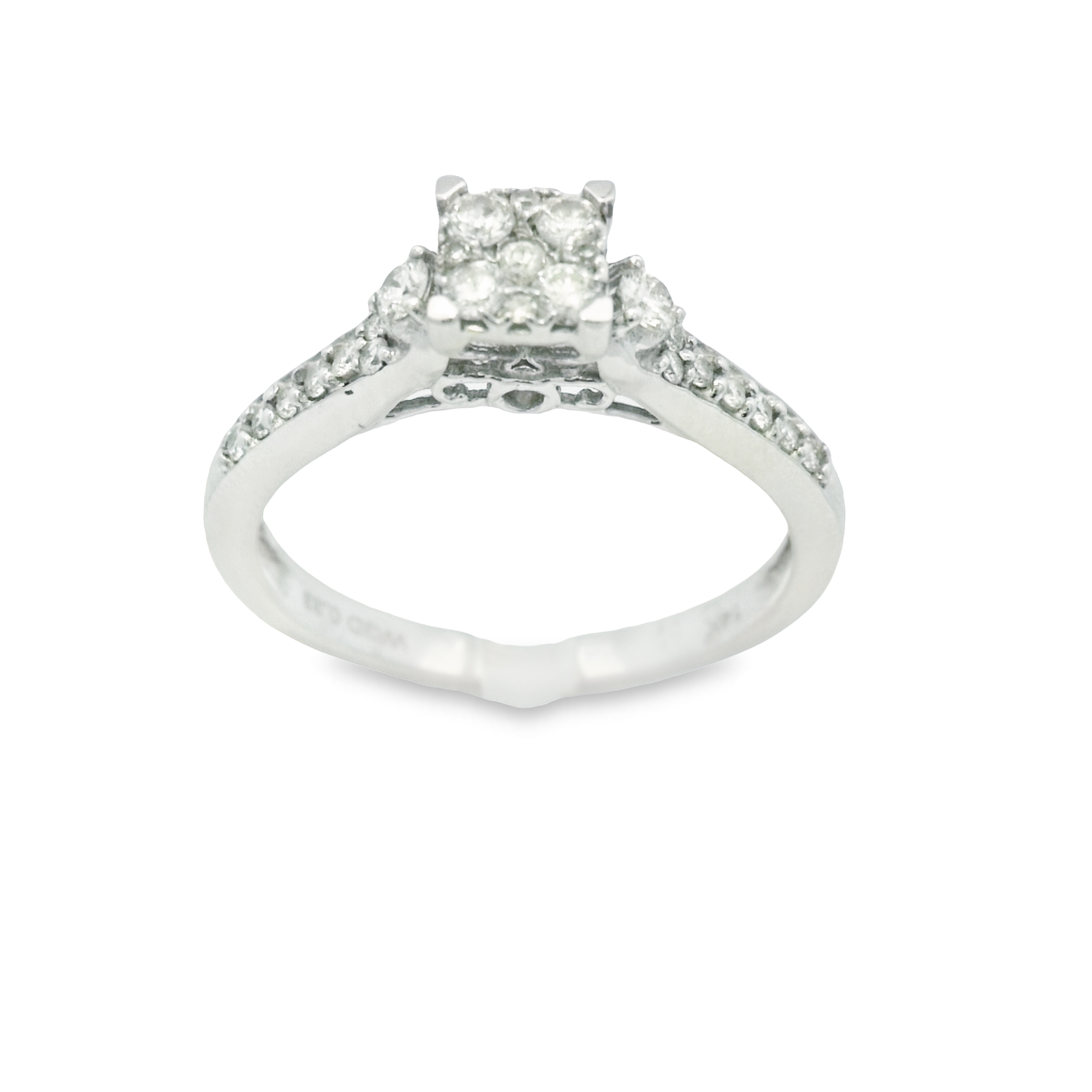 14k Diamond Square-Shaped Cathedral White Gold Engagement Ring