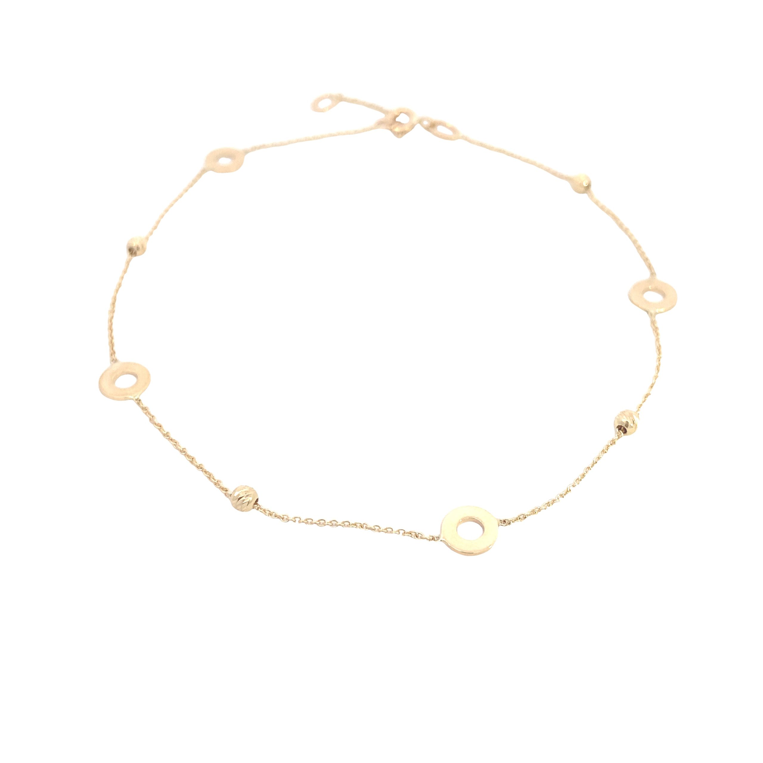 14k Gold Circle Shape Anklet