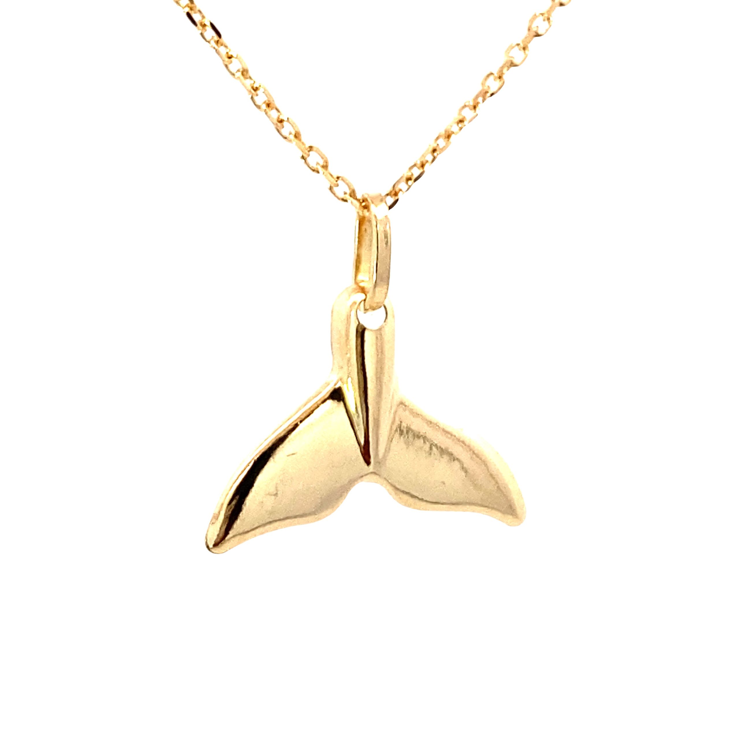 14K Gold Whale Tail Pendant