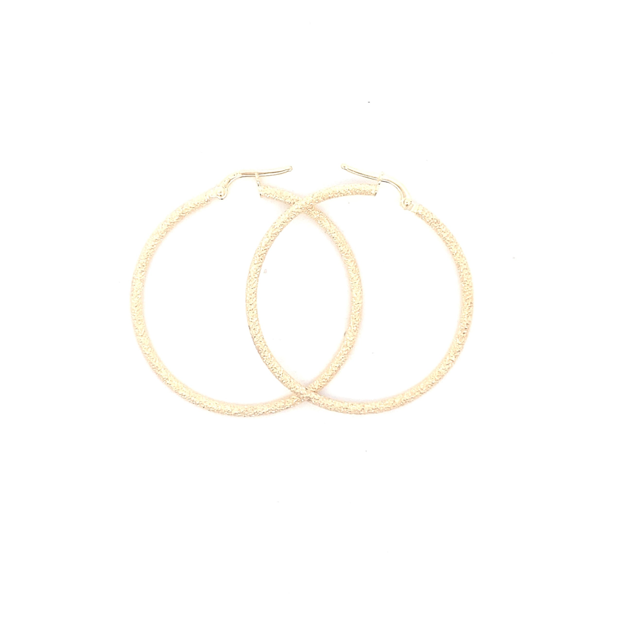 14K Gold Earring Large Hoops Cut Diamond