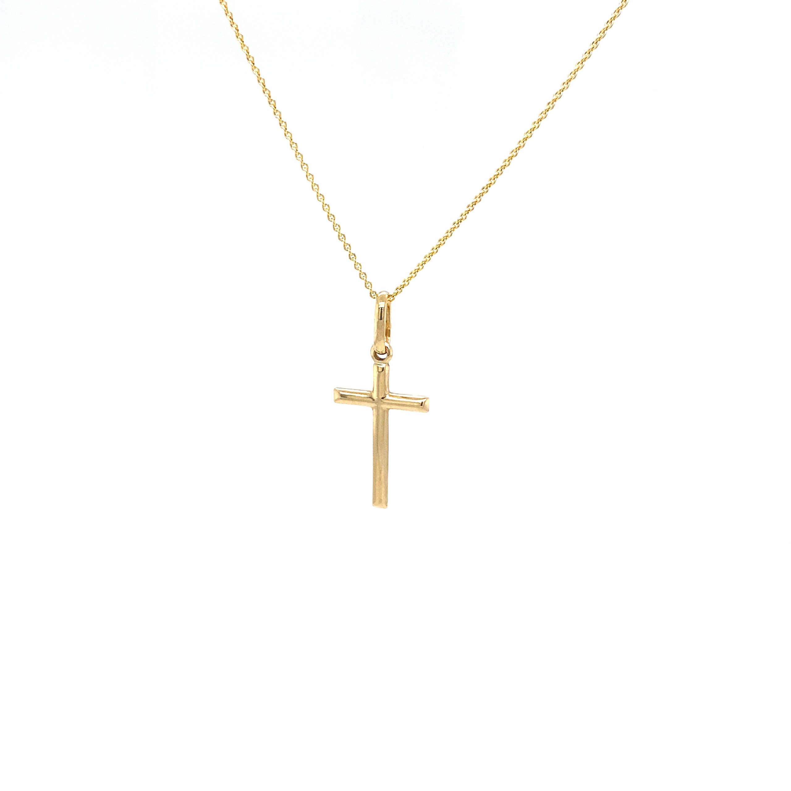 TUBE CROSS 14K GOLD PENDANT