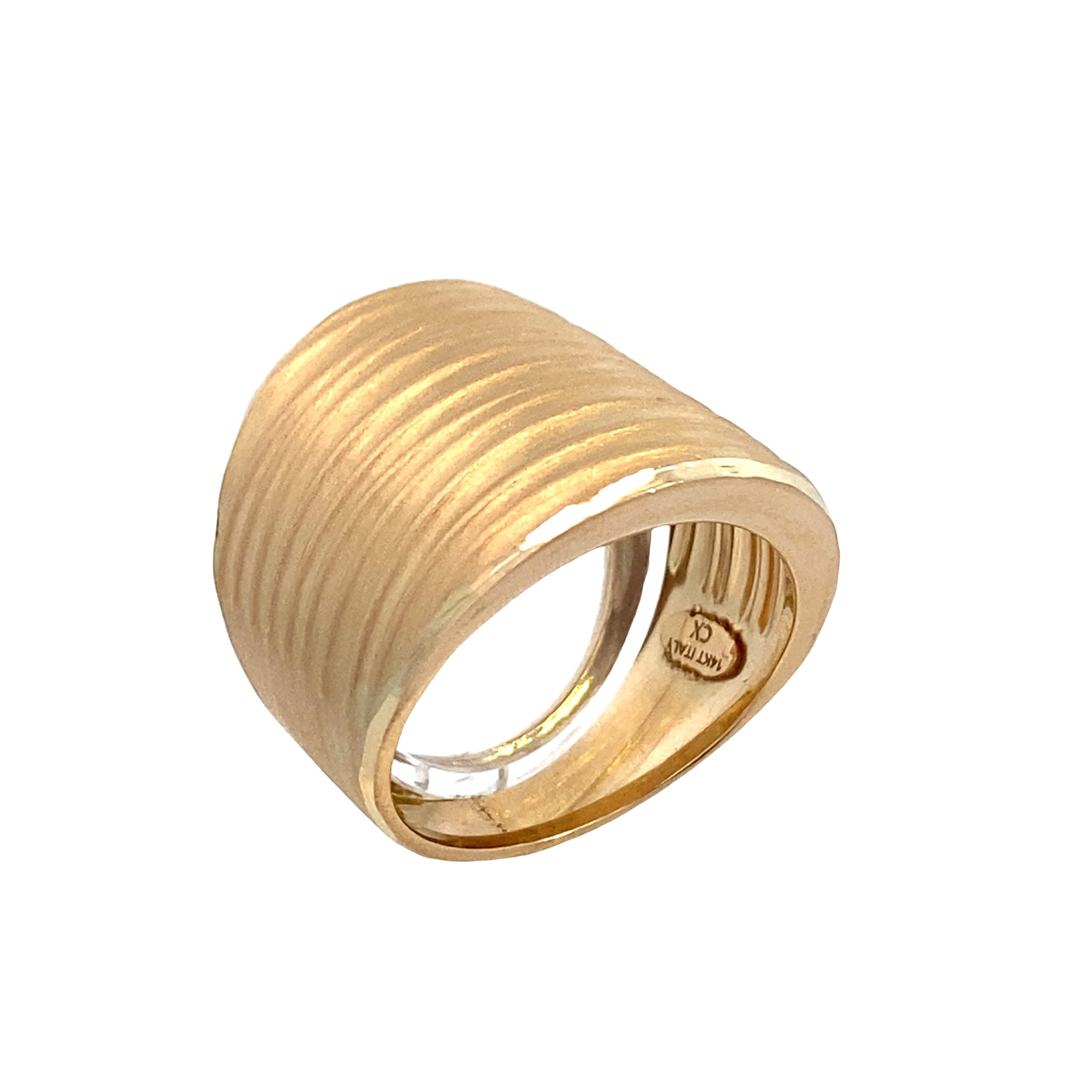 14K Gold Waves Matte Ring