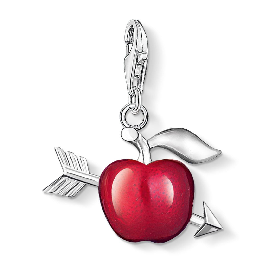 Arrow through Apple Charm (Silver/Red)