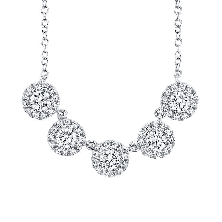 14k White Gold 0.53ctw Diamond 5 Station Necklace- SC55004004V2