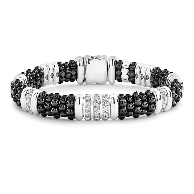 Lagos Black Caviar Five Station Ceramic Diamond Bracelet- 05-81323-CBM