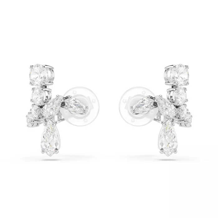 Swarovski® 'Matrix' Women's Base Metal Clip Earrings - Silver 5692523