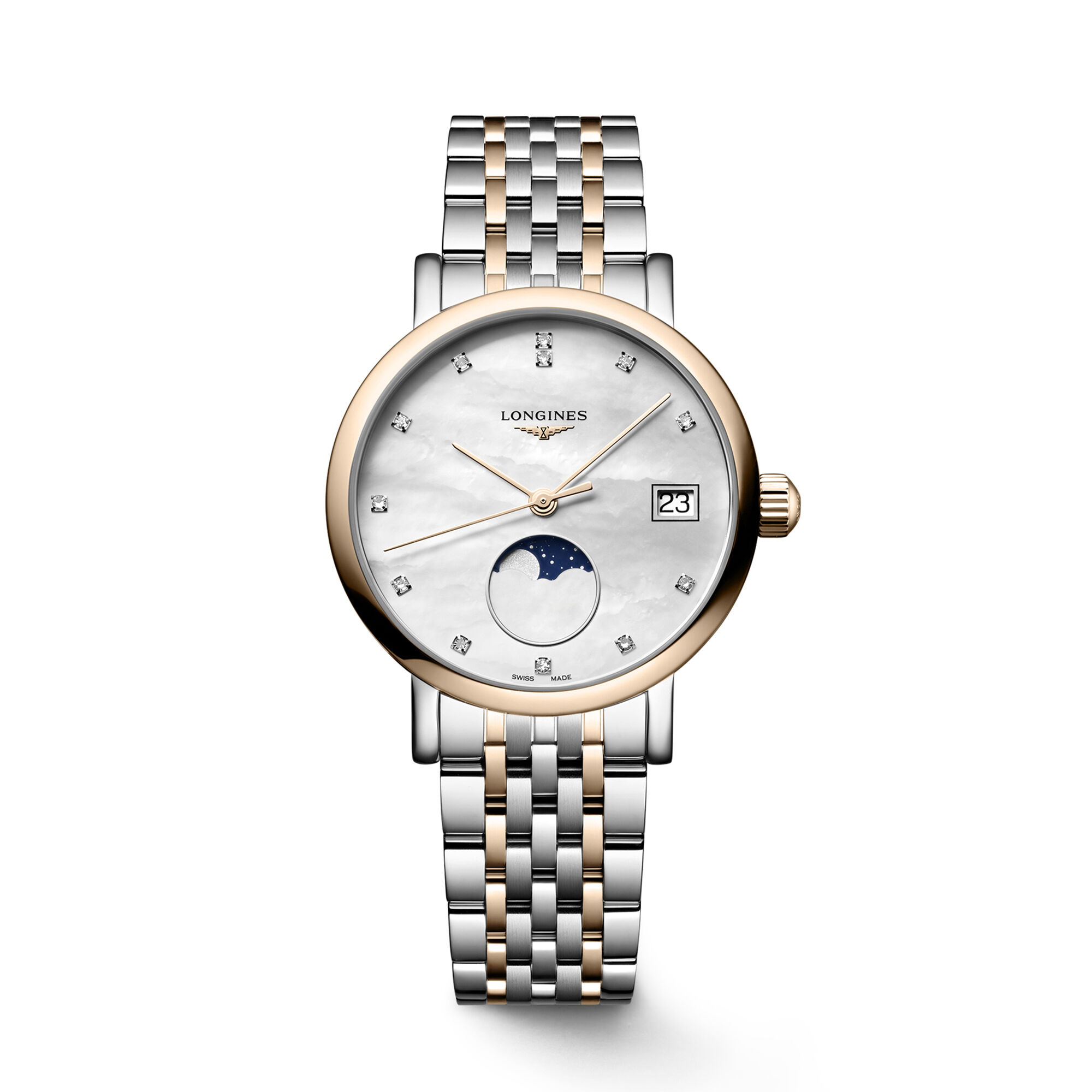 Longines Elegant Collection Moonphase Mother of Pearl Dial Watch, 30mm