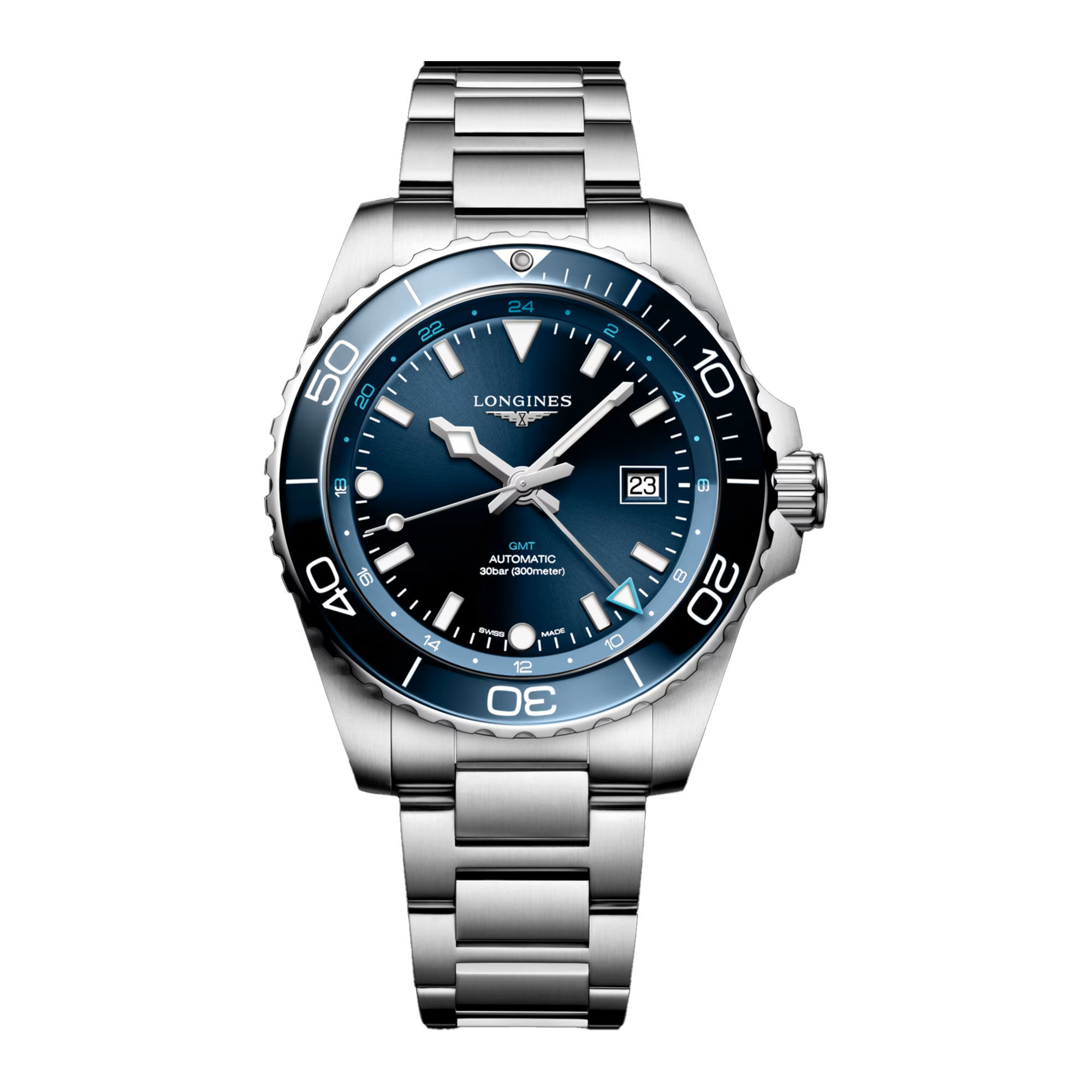 Longines Hydroconquest GMT Sunray Blue Dial Watch, 43mm