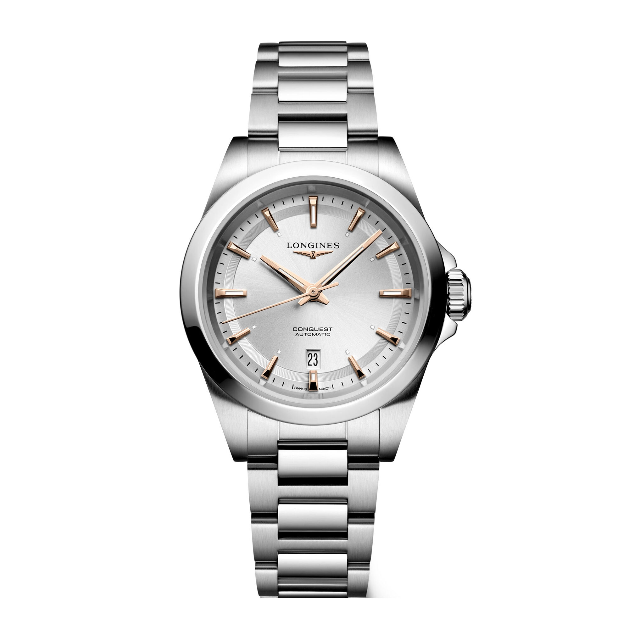 Longines Conquest Silver Dial Watch, 30mm