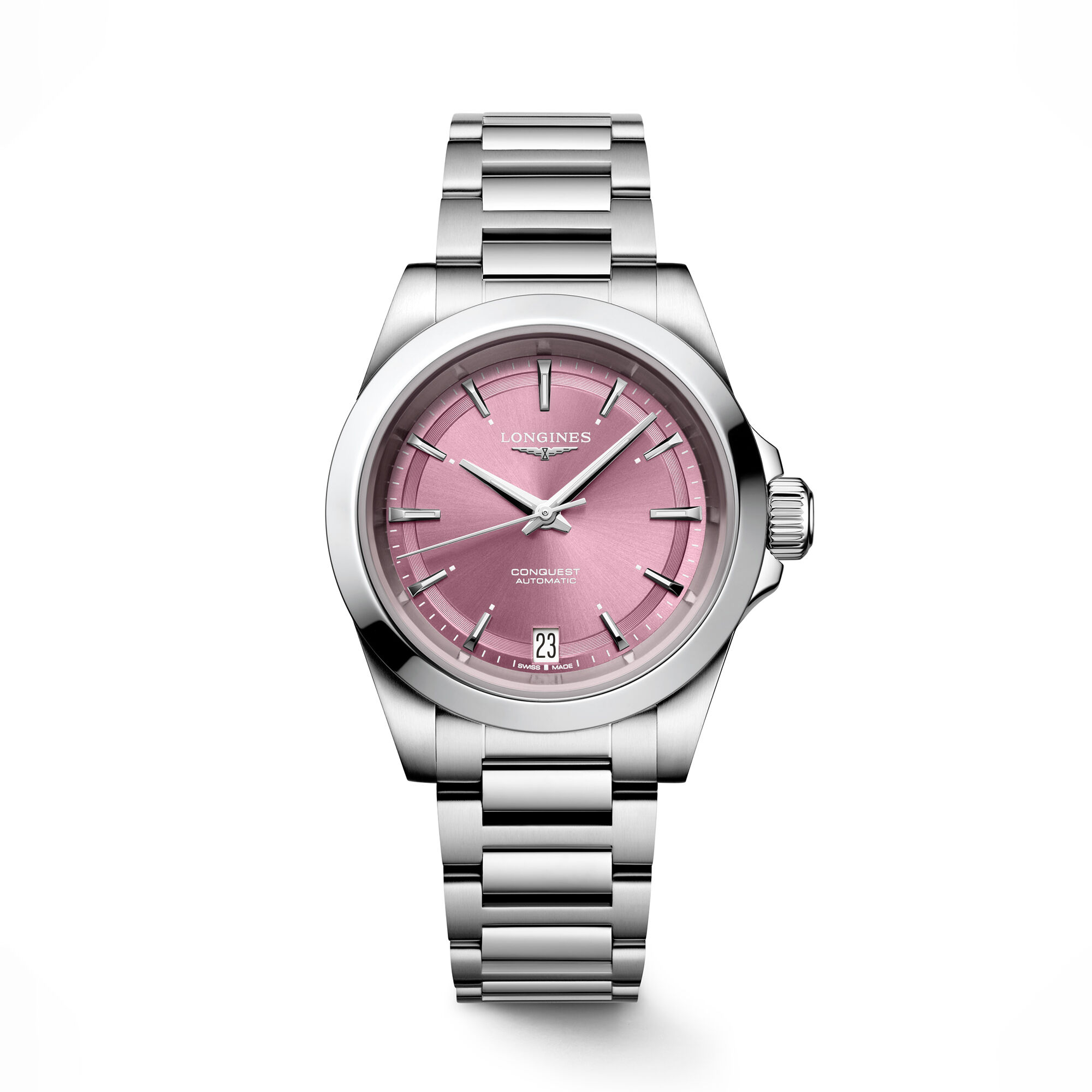 Longines Conquest Pink Dial Watch, 34mm