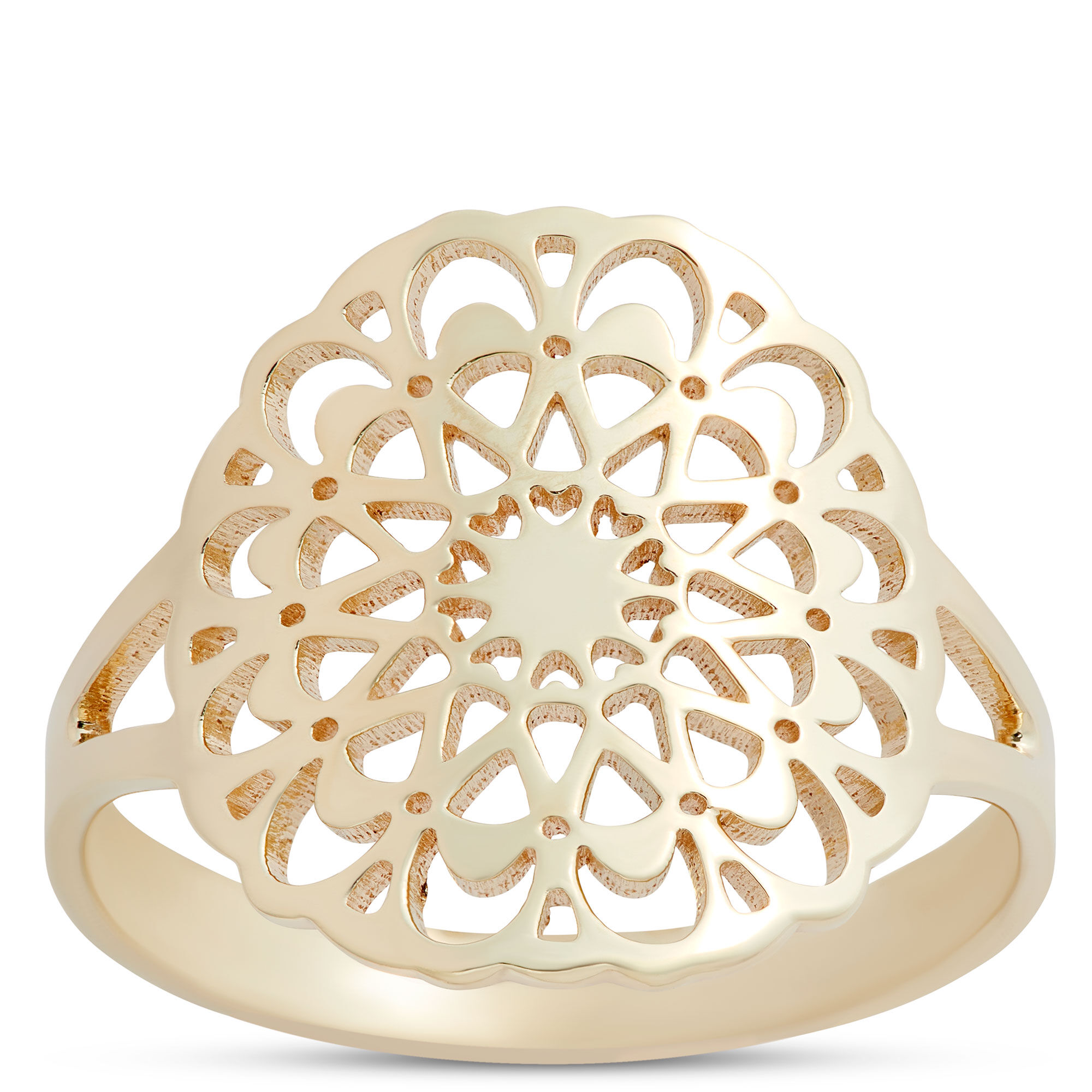 Toscano Flat Filligree Ring, Size 7, 14K Yellow Gold