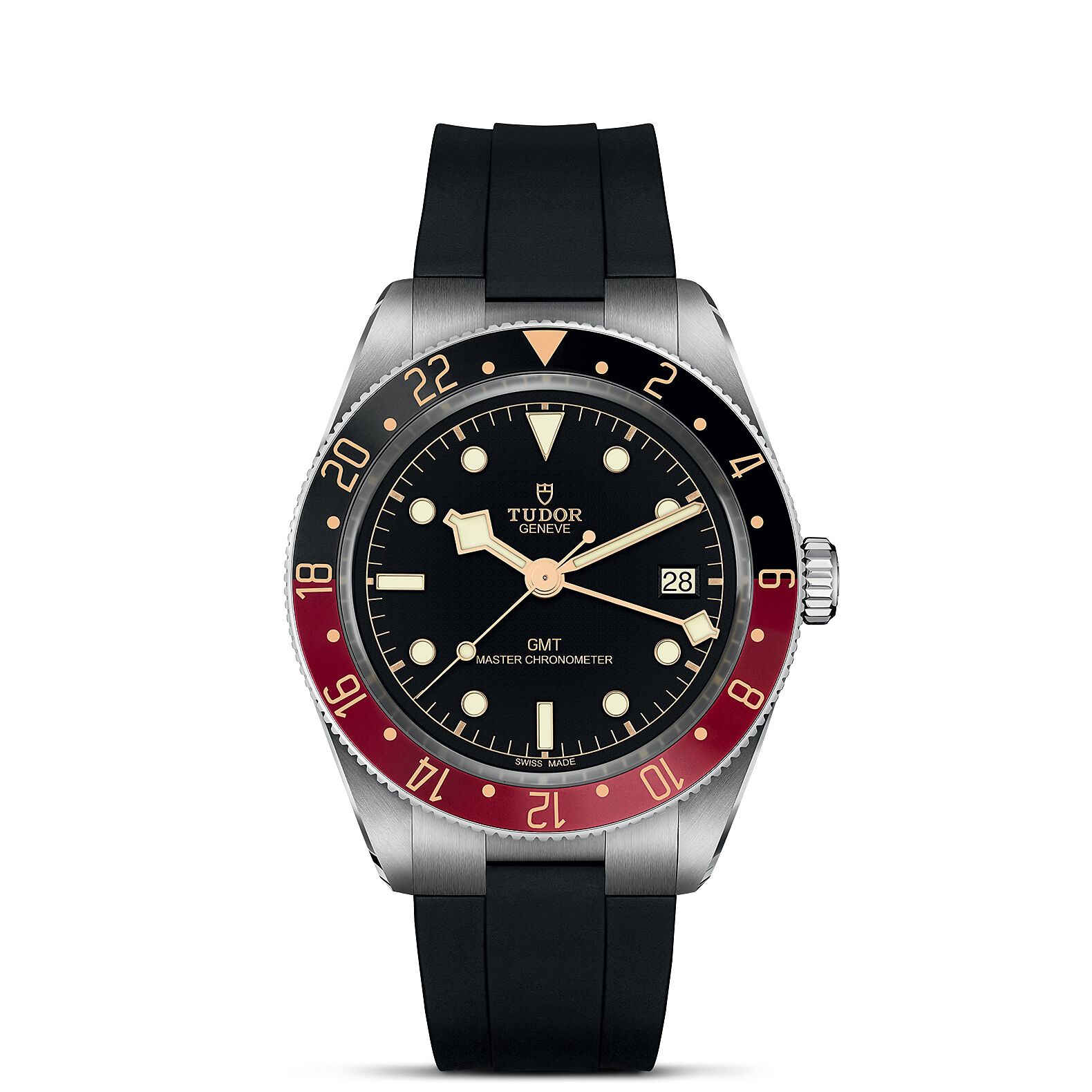 TUDOR Black Bay 58 GMT Black Dial Steel Case Rubber Strap, 39mm