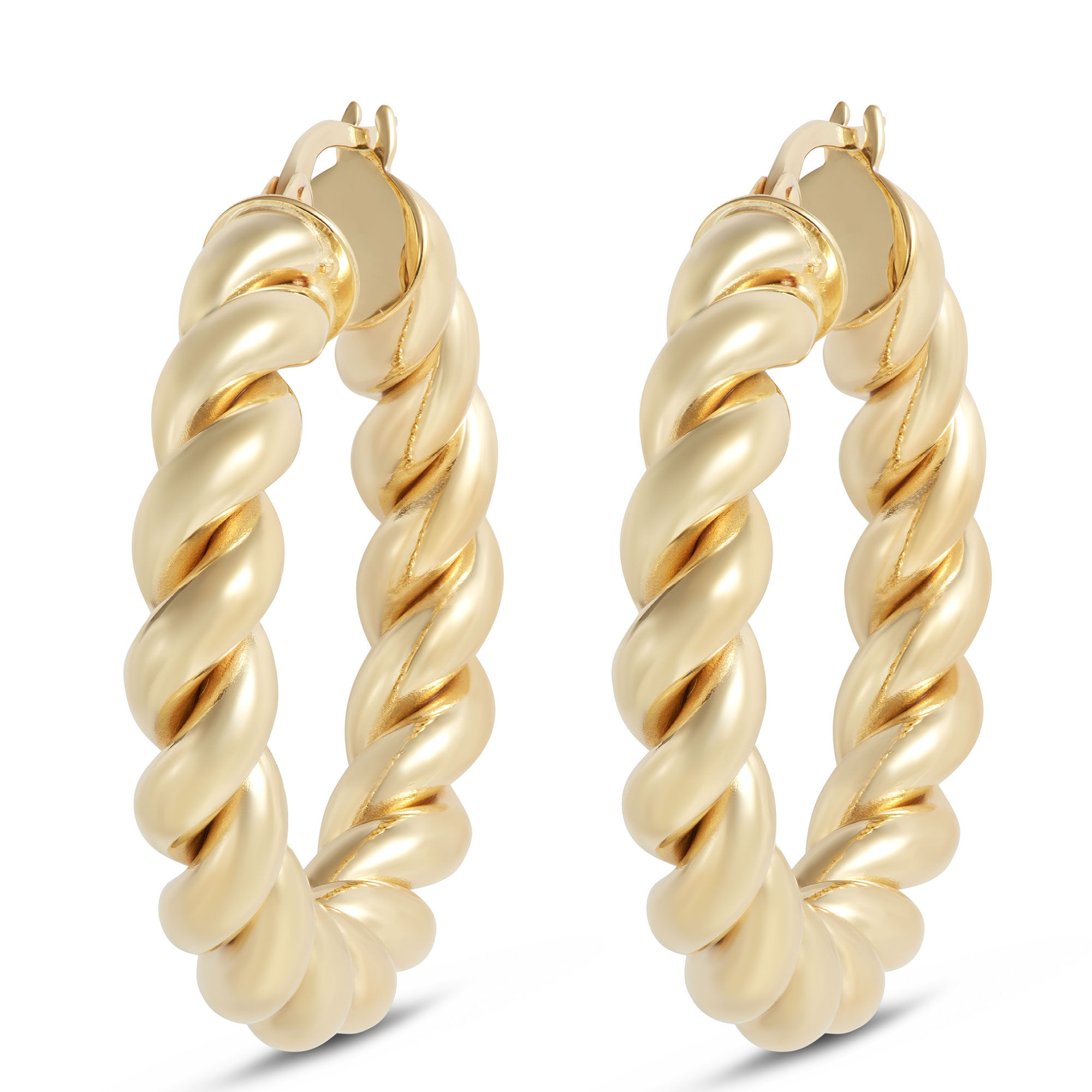 Toscano 30MM Twisted Hoop Earrings, 14K Yellow Gold