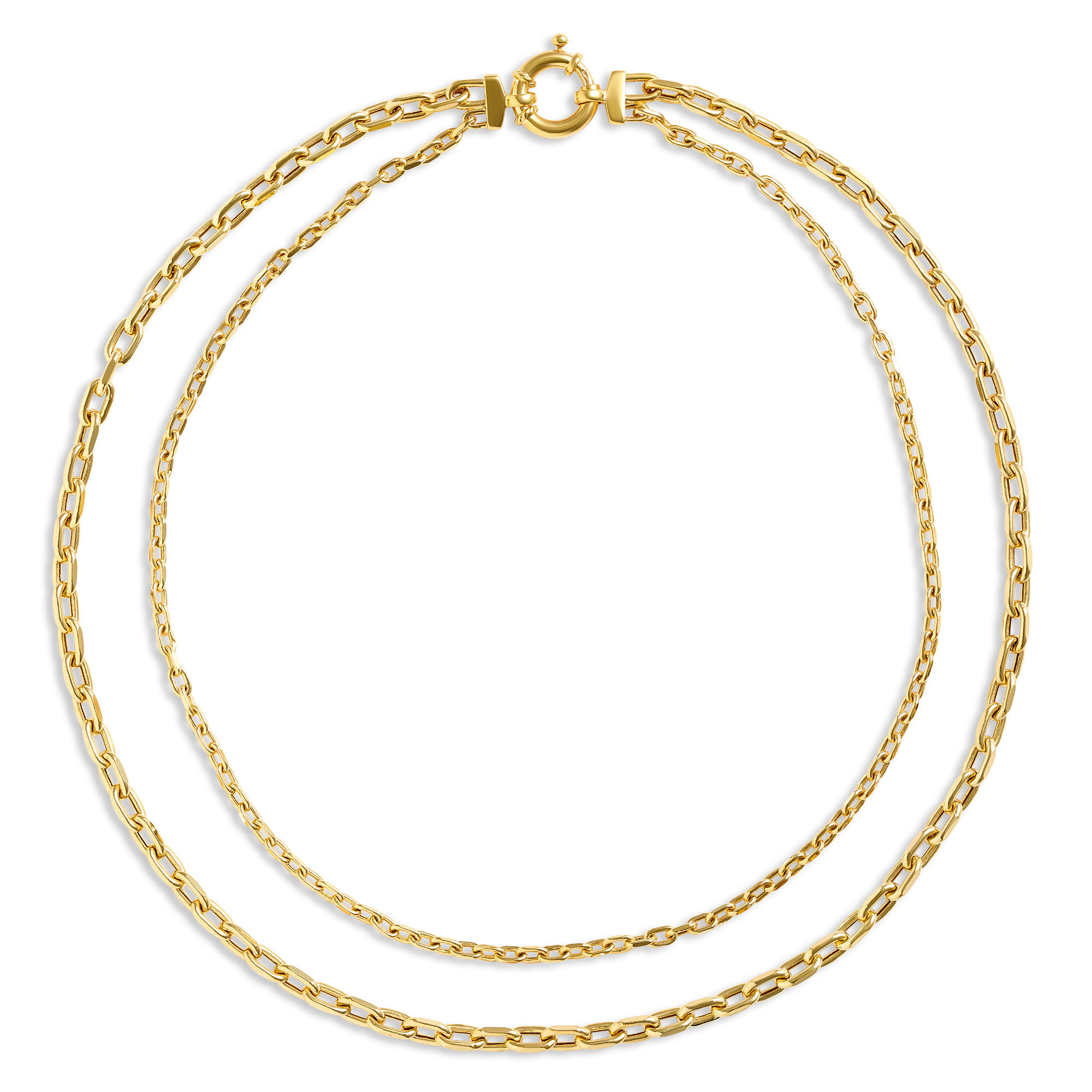 Double Strand Link Necklace, 14k Yellow Gold