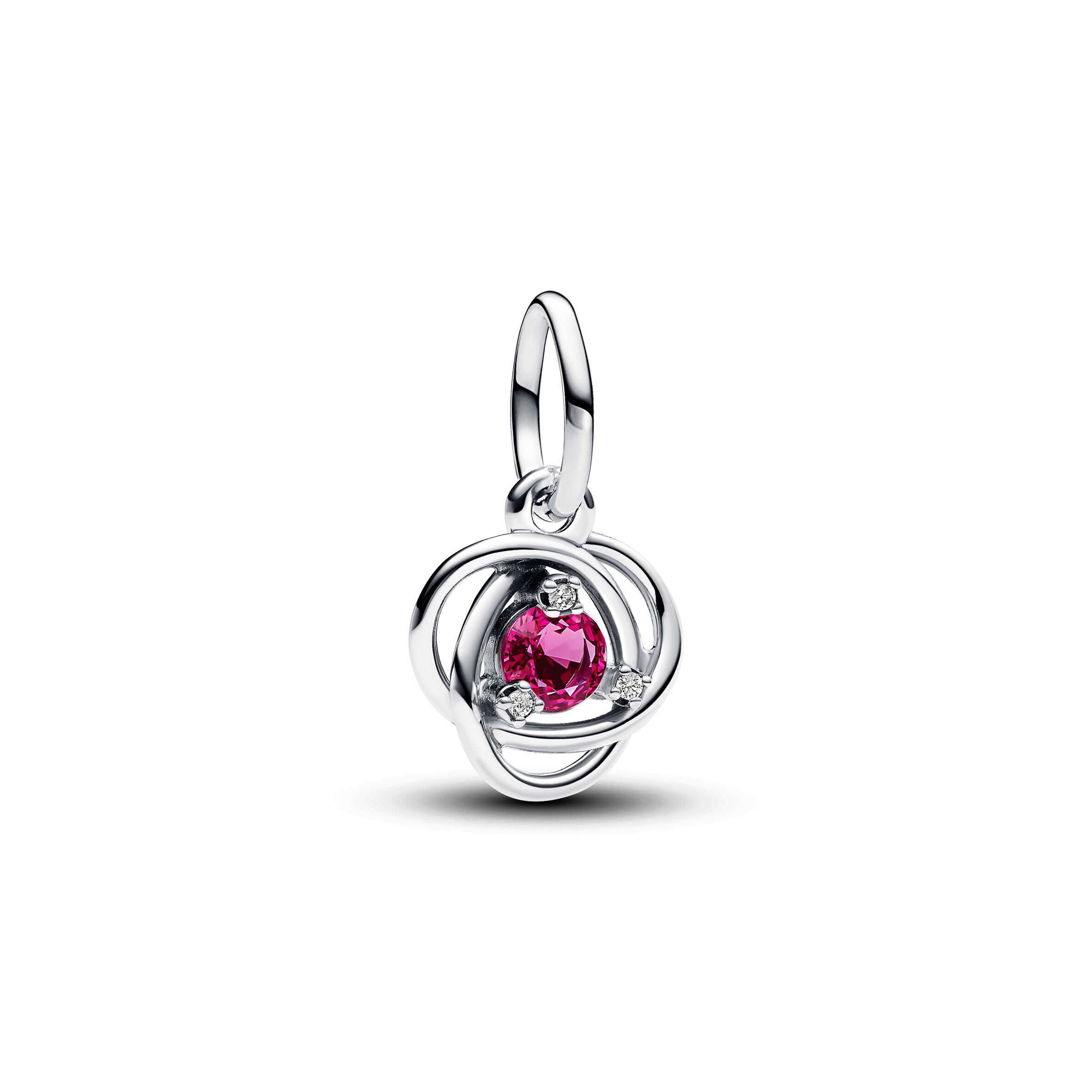 Pandora Pink Eternity Circle Dangle Charm Sterling Silver with Phlox pink man-made crystal and clear cz
