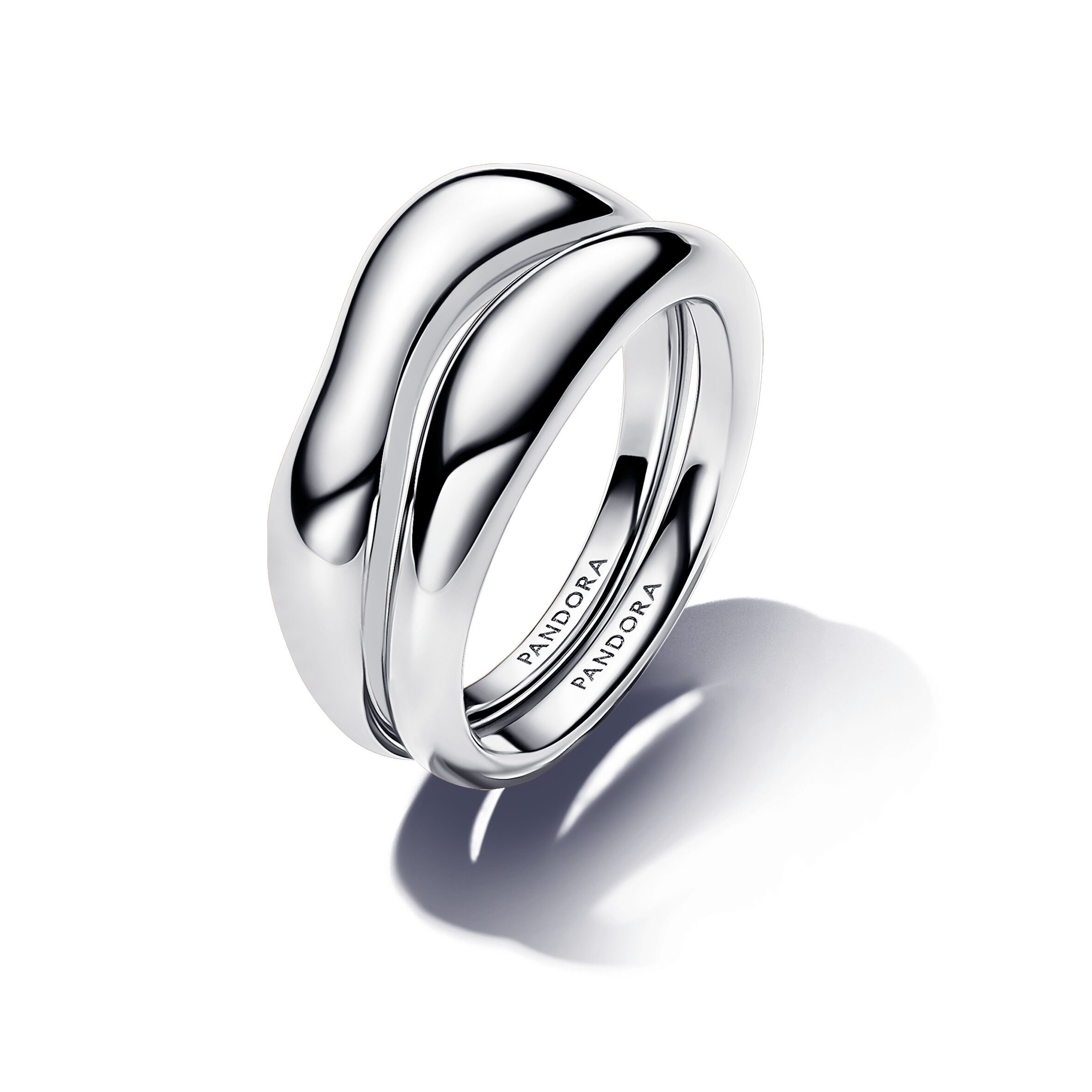 Pandora ESSENCE Stacking Organically Shaped silver ring set