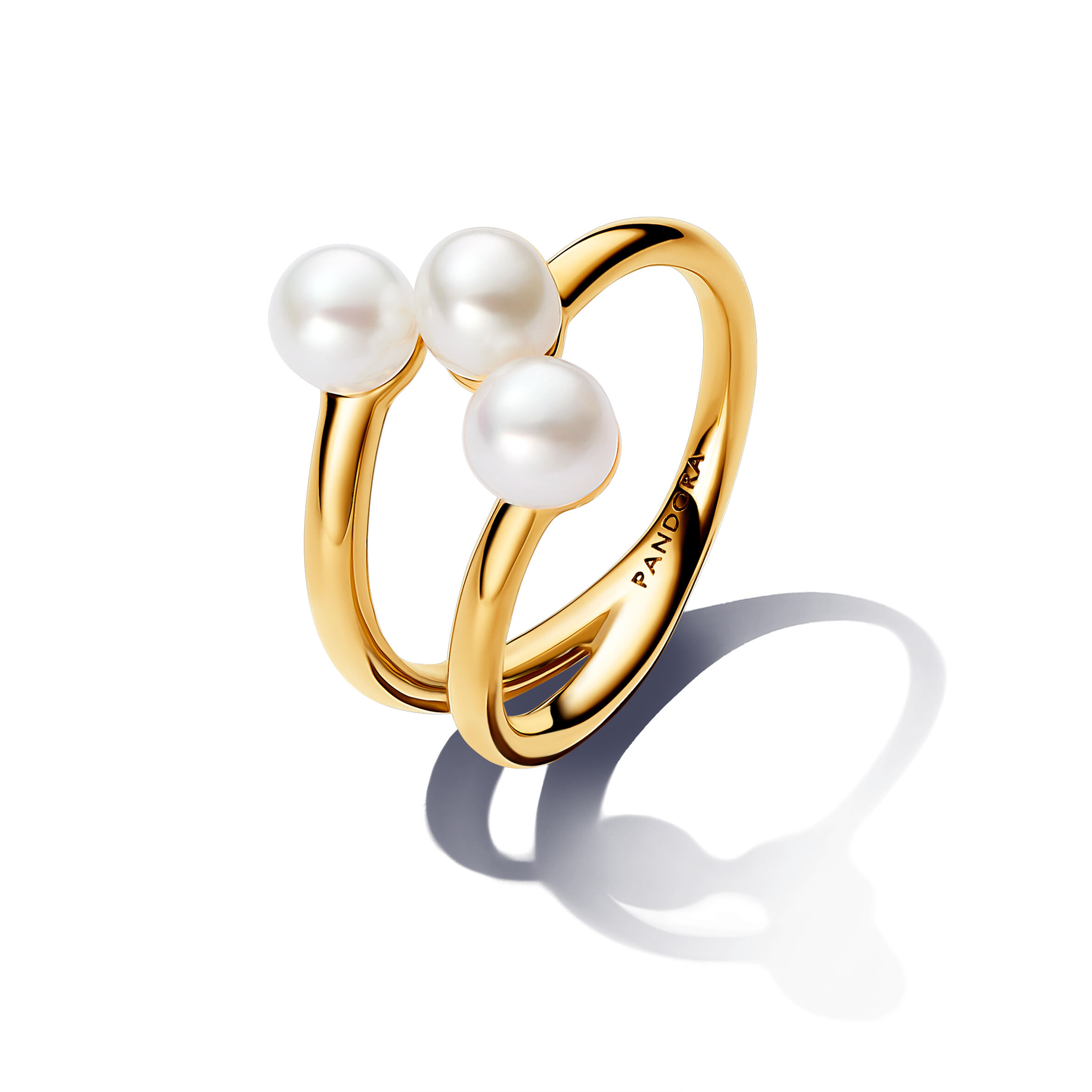 Pandora Essence Open Ring treated freshwater cultured pearl 14k Gold-plated