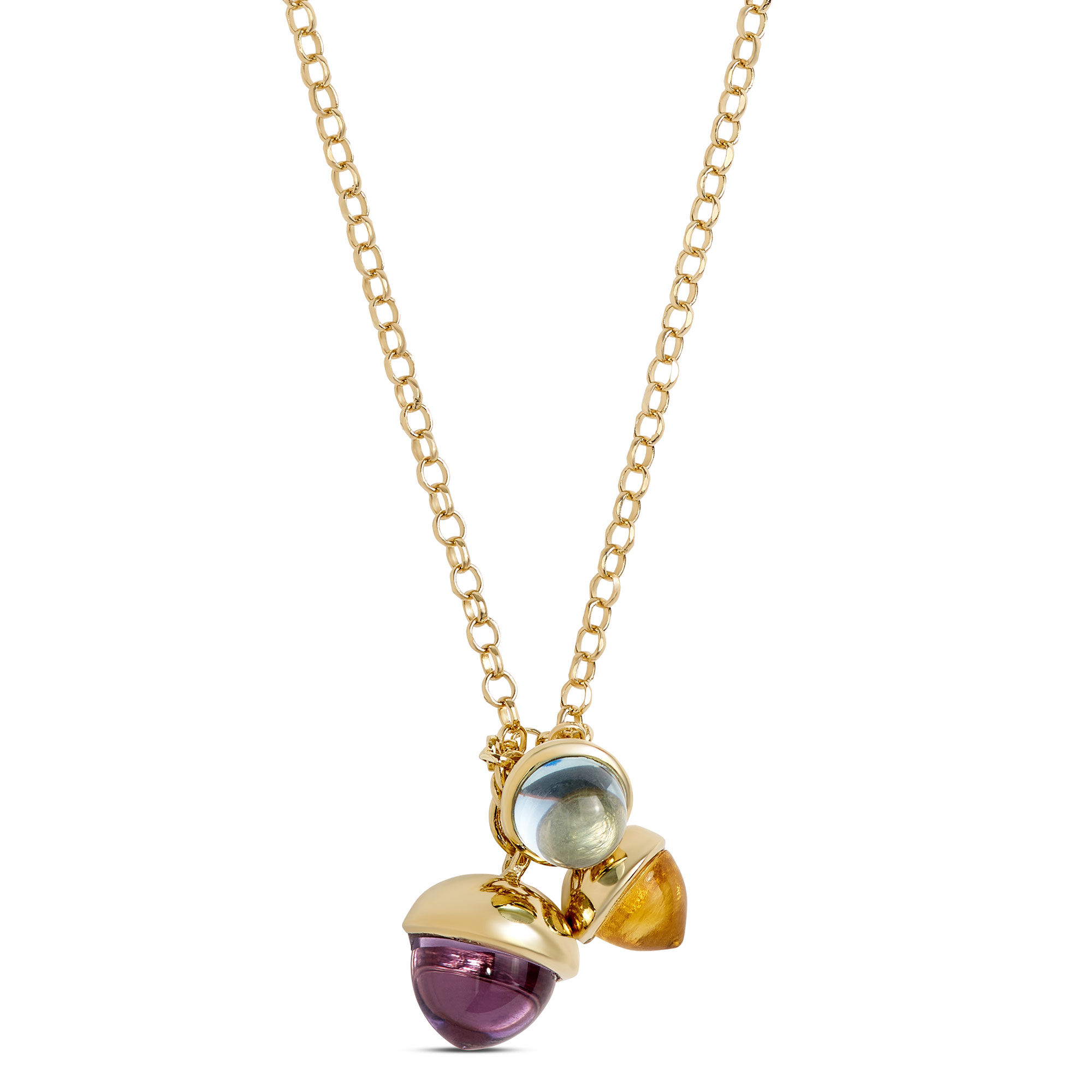 Toscano Colored Gemstone Charm Necklace, 14K Yellow Gold