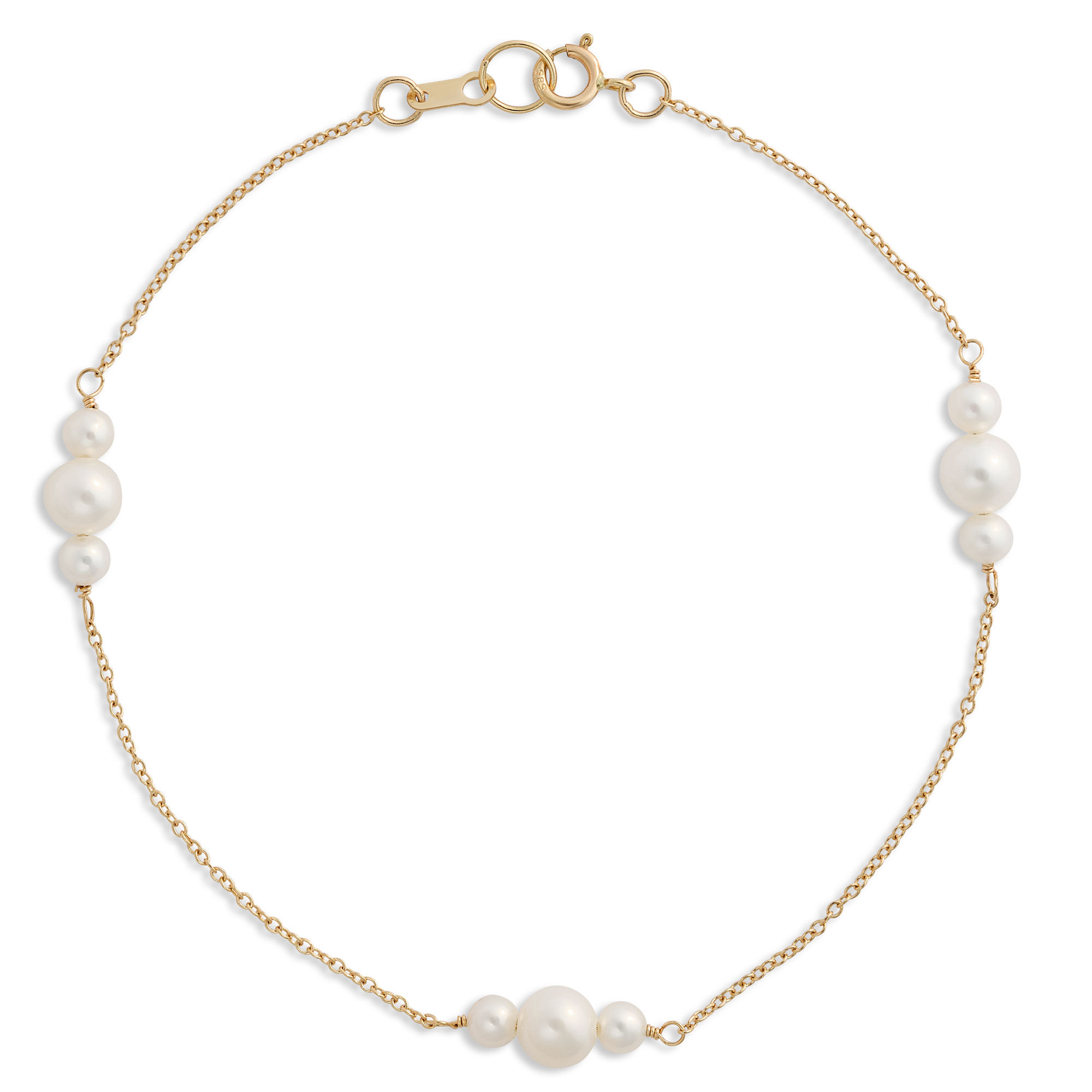 Freshwater Pearl Station Bracelet, 14K Yellow Gold