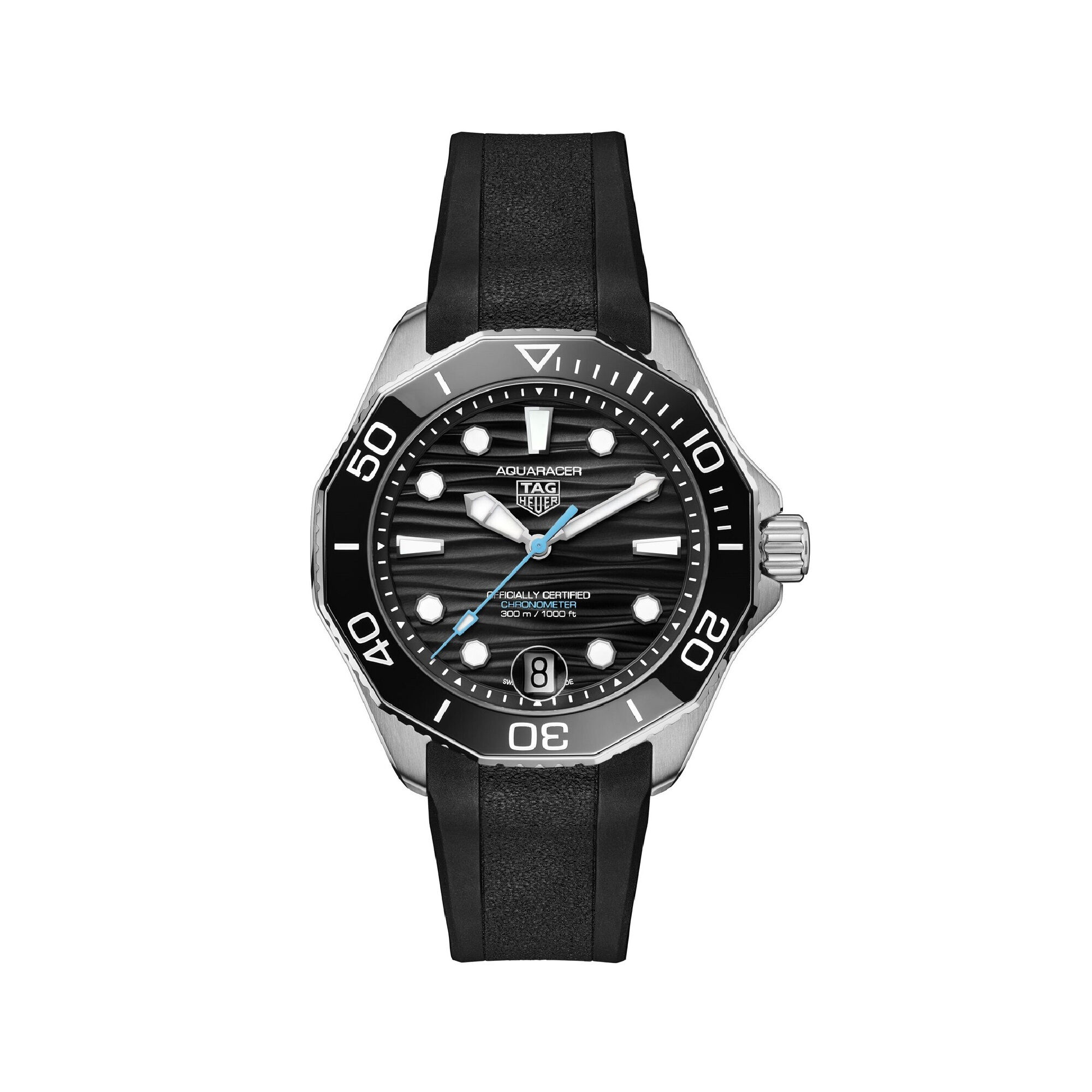 TAG Heuer Aquaracer Professional 300 Black Dial Black Rubber Strap Watch, 42mm
