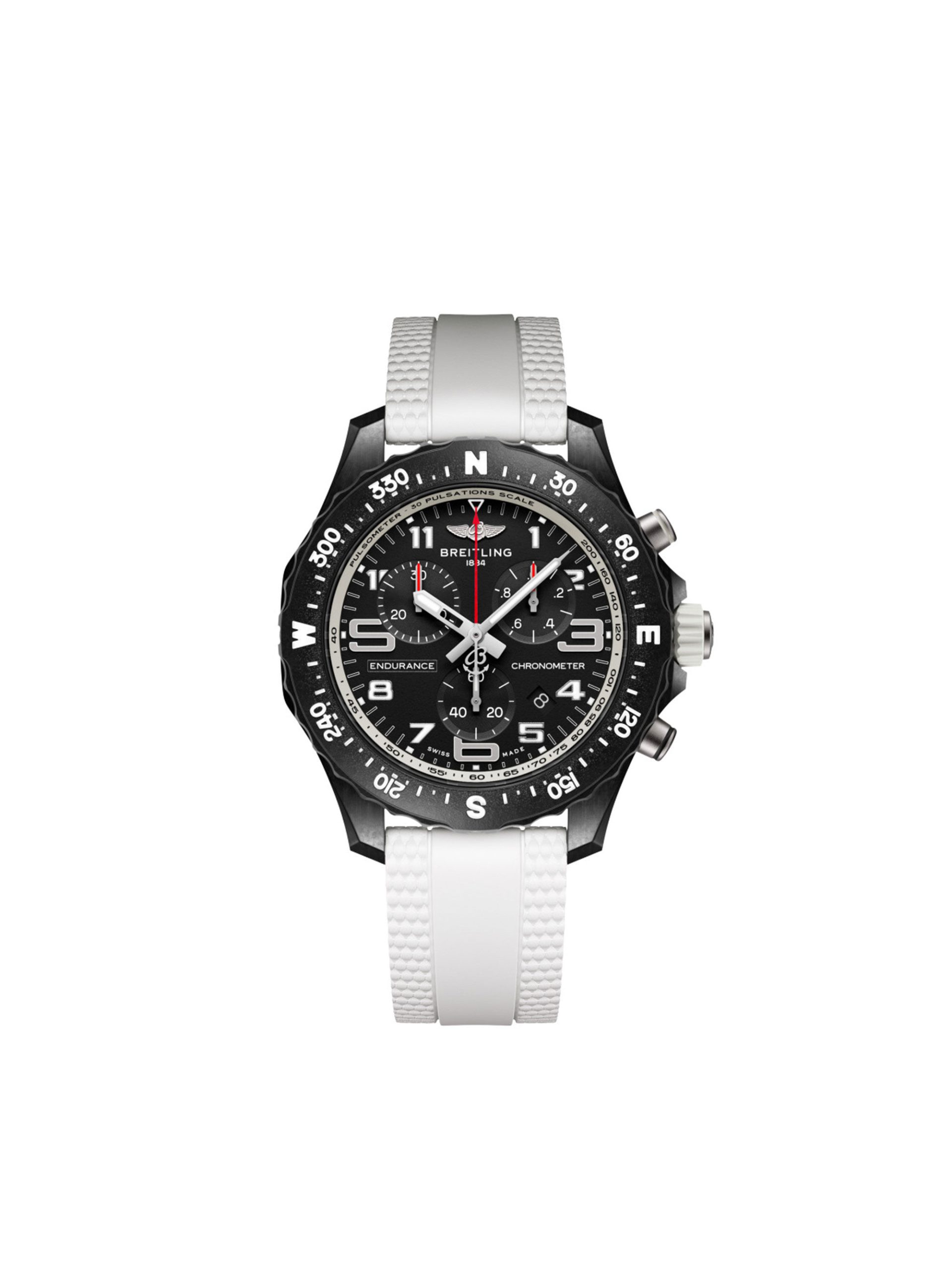 Breitling Endurance Pro Black Dial And White Rubber Strap Watch, 38mm