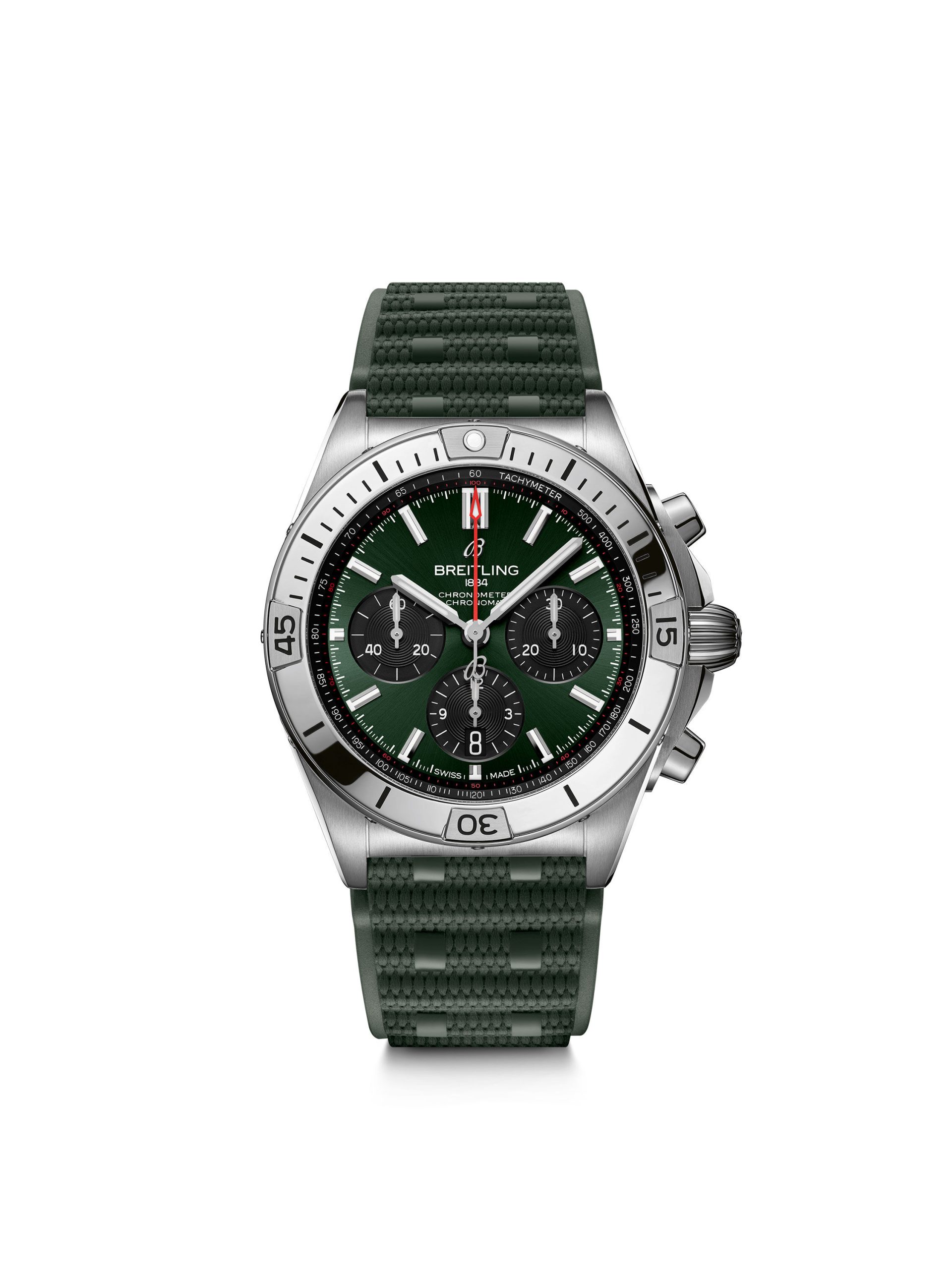 Breitling Chronomat B01 Green Dial Rubber Strap Watch, 42mm