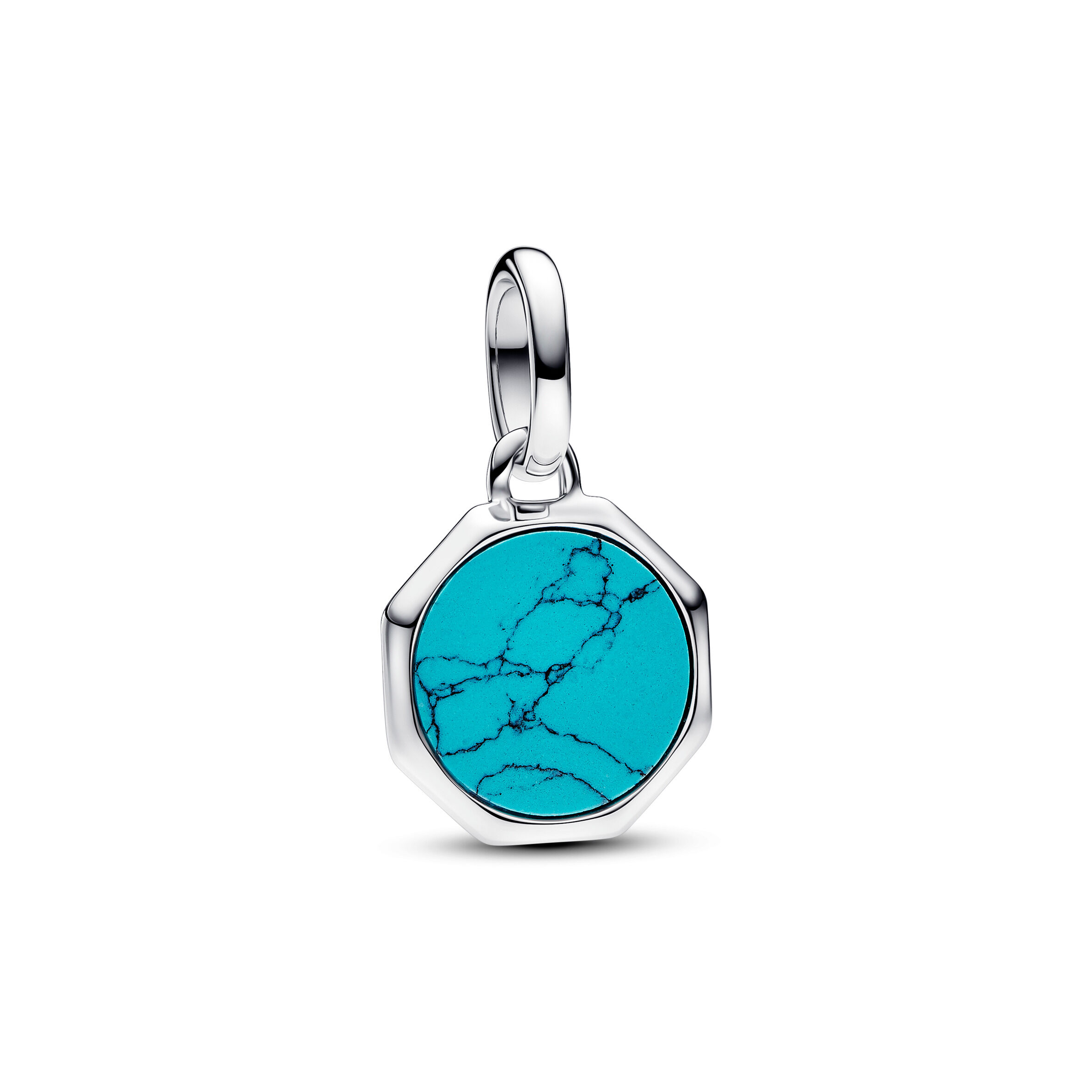 Pandora Turquoise-colored Engravable Mini Medallion Charm