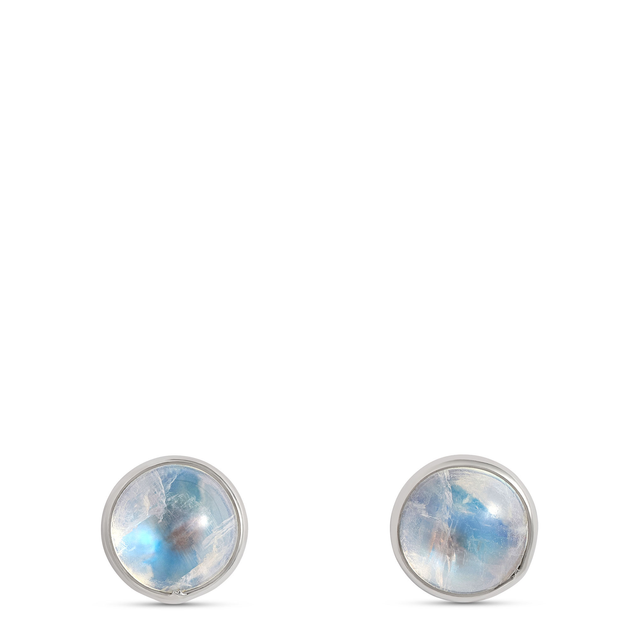 Moonstone Studs, Sterling Silver