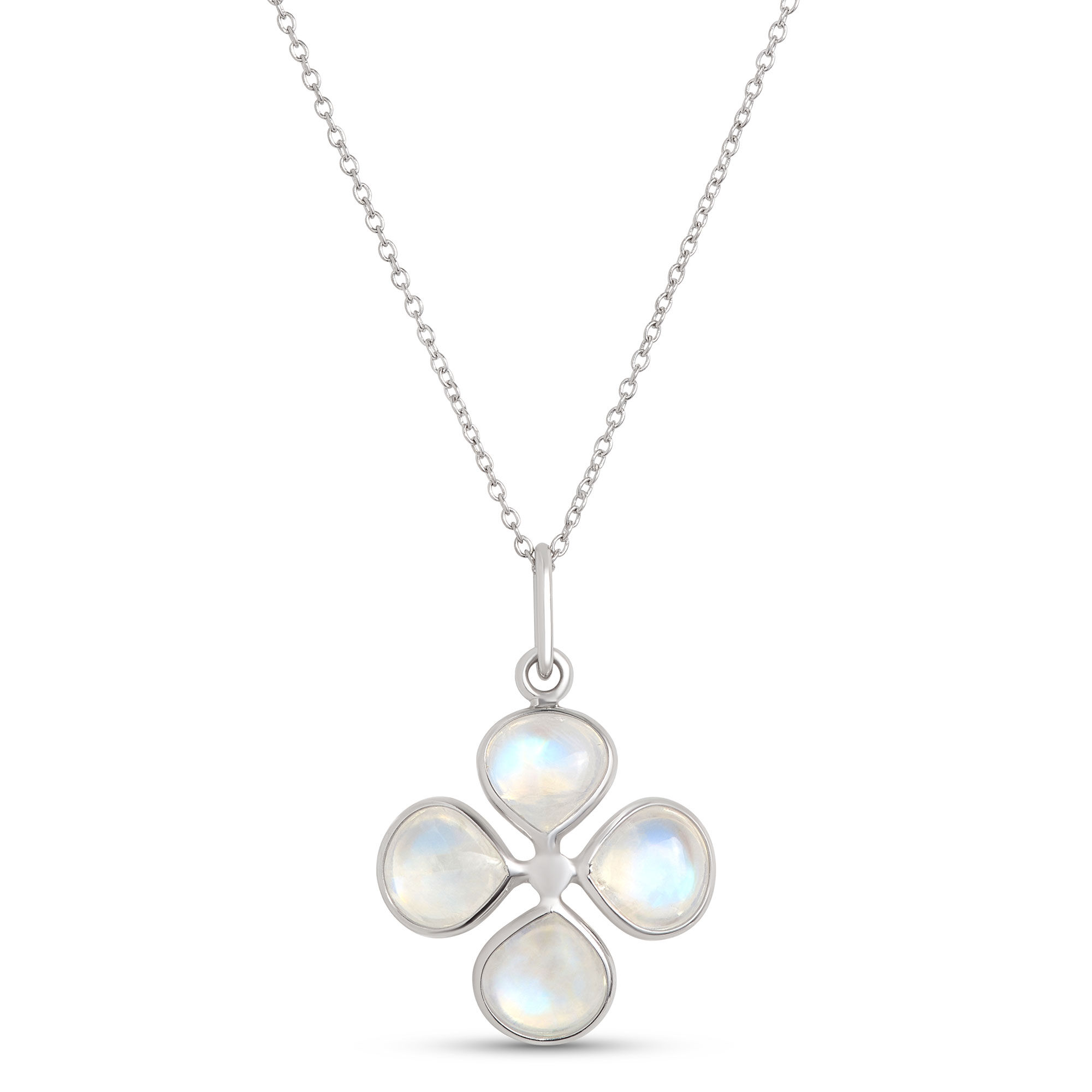 Clover Moonstone Pendant, Sterling Silver