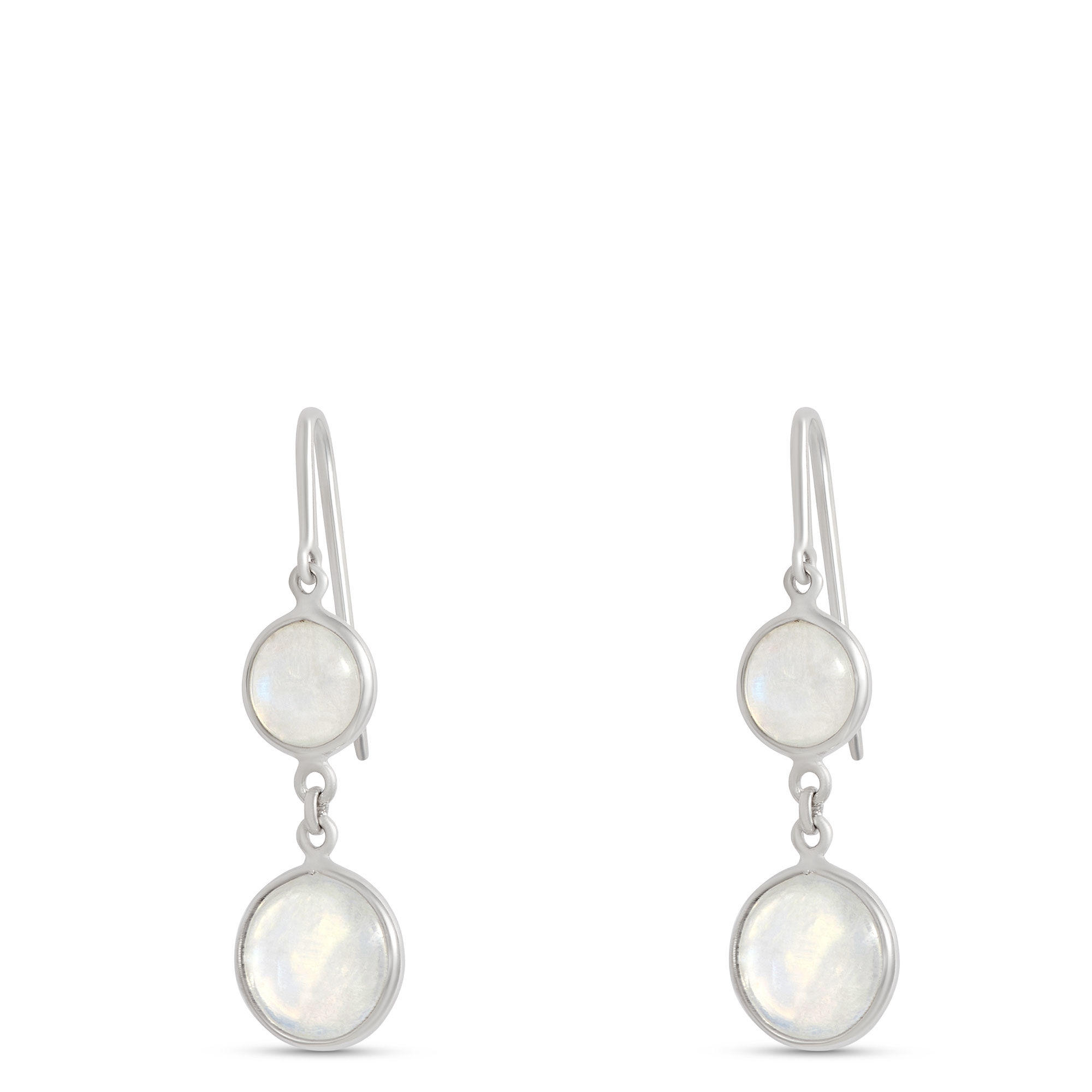 Rainbow Moonstone Drop Earrings, Sterling Silver