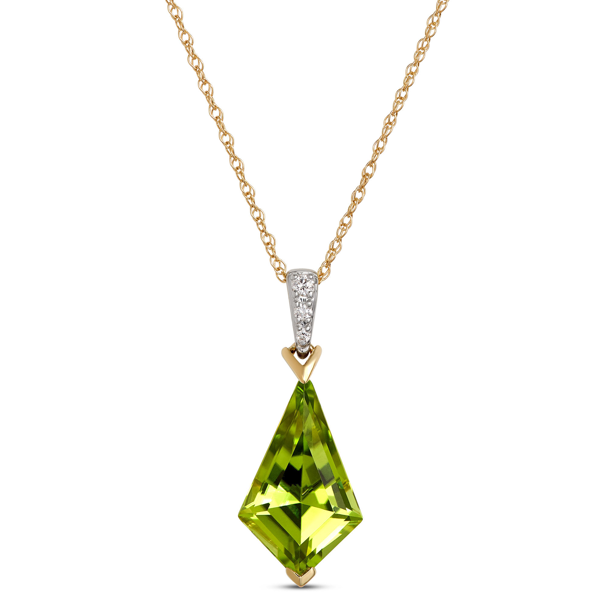 Kite-Shaped Peridot Pendant, 14K Yellow Gold