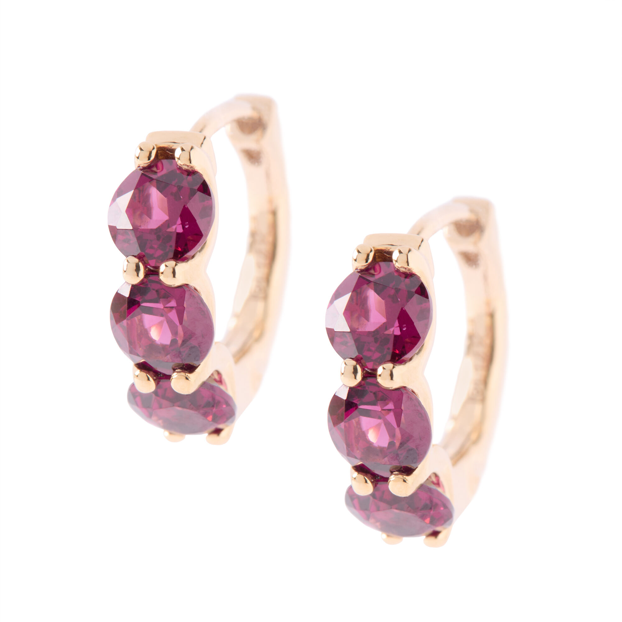 Rhodolite Hoops, 14K Yellow Gold