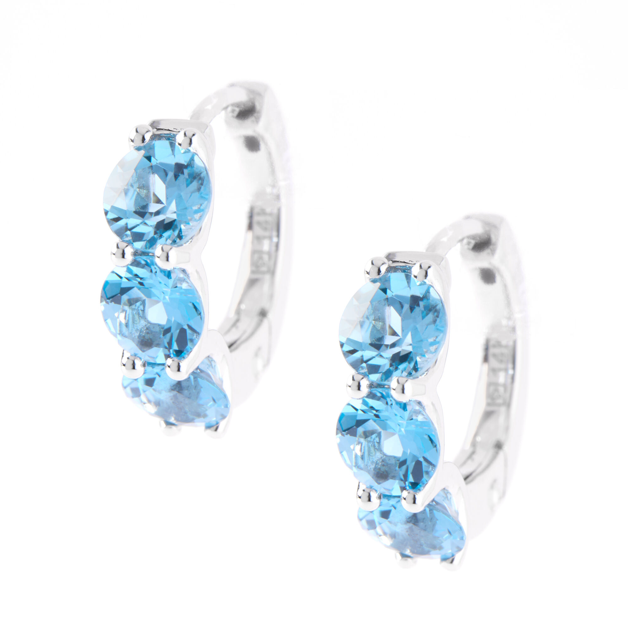 Blue Topaz Hoops, 14K White Gold