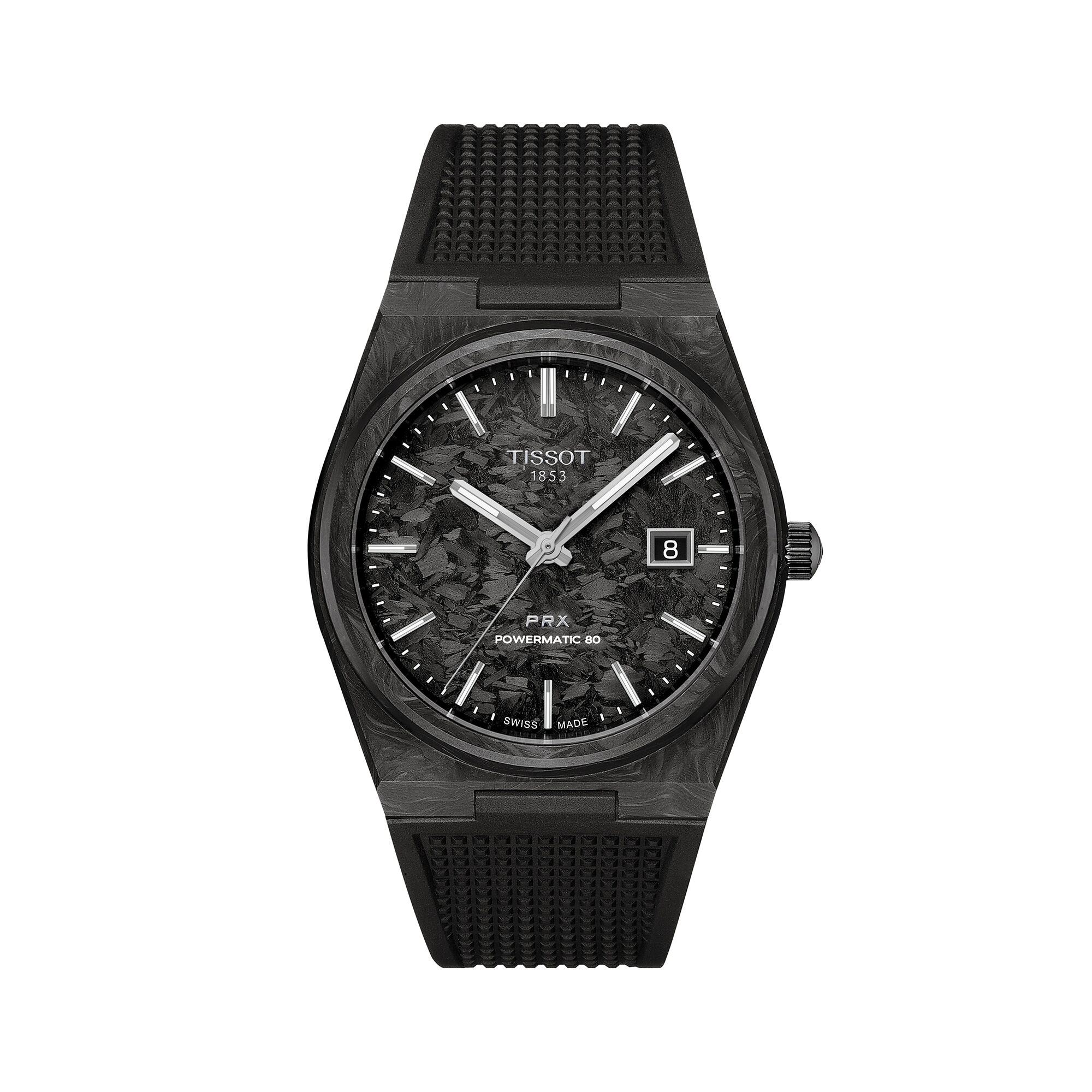TISSOT PRX Powermatic 80 Carbon Black Dial Watch, 40.5mm
