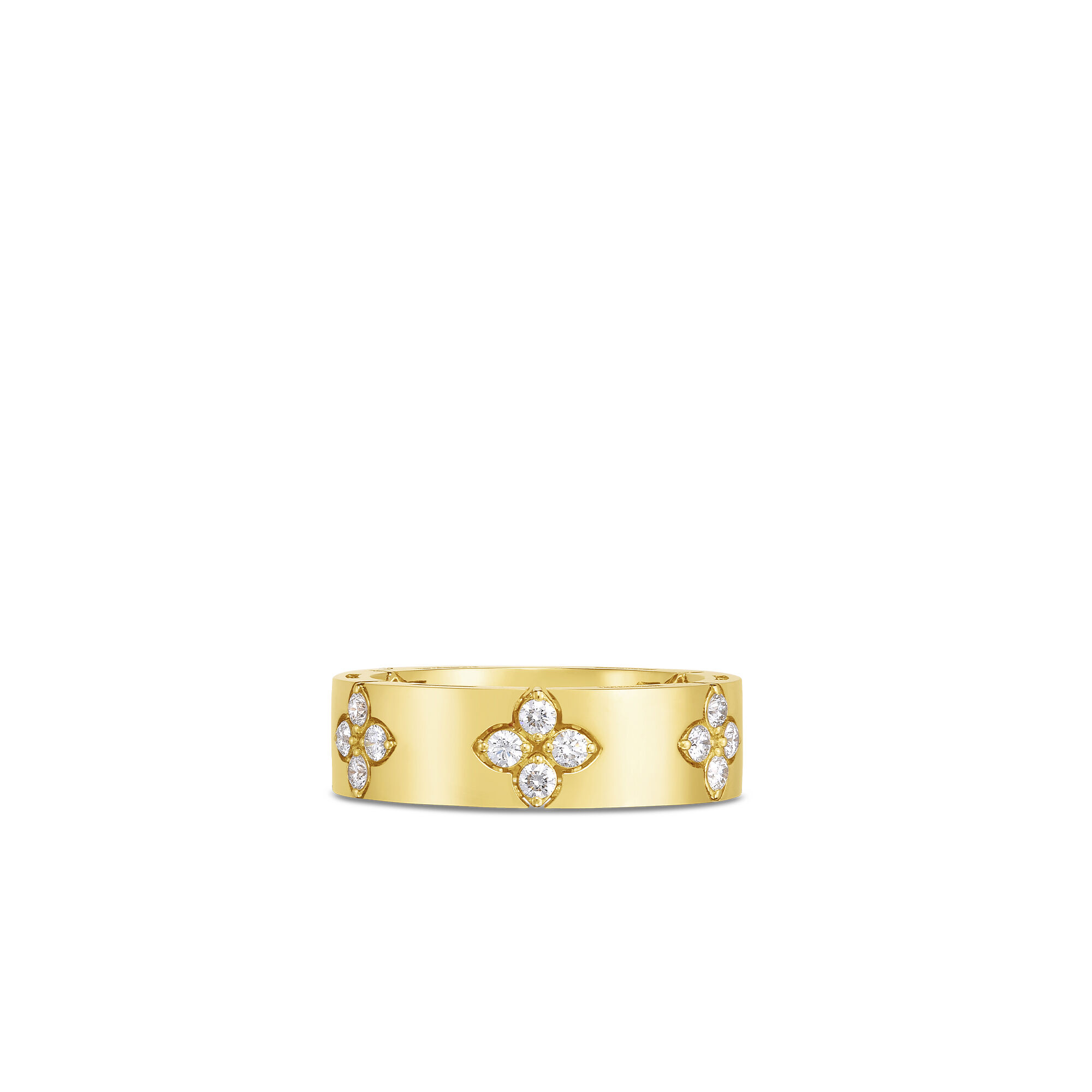Roberto Coin 18K Yellow Gold Love In Verona Medium Width Diamond Accent Ring Size 6.5