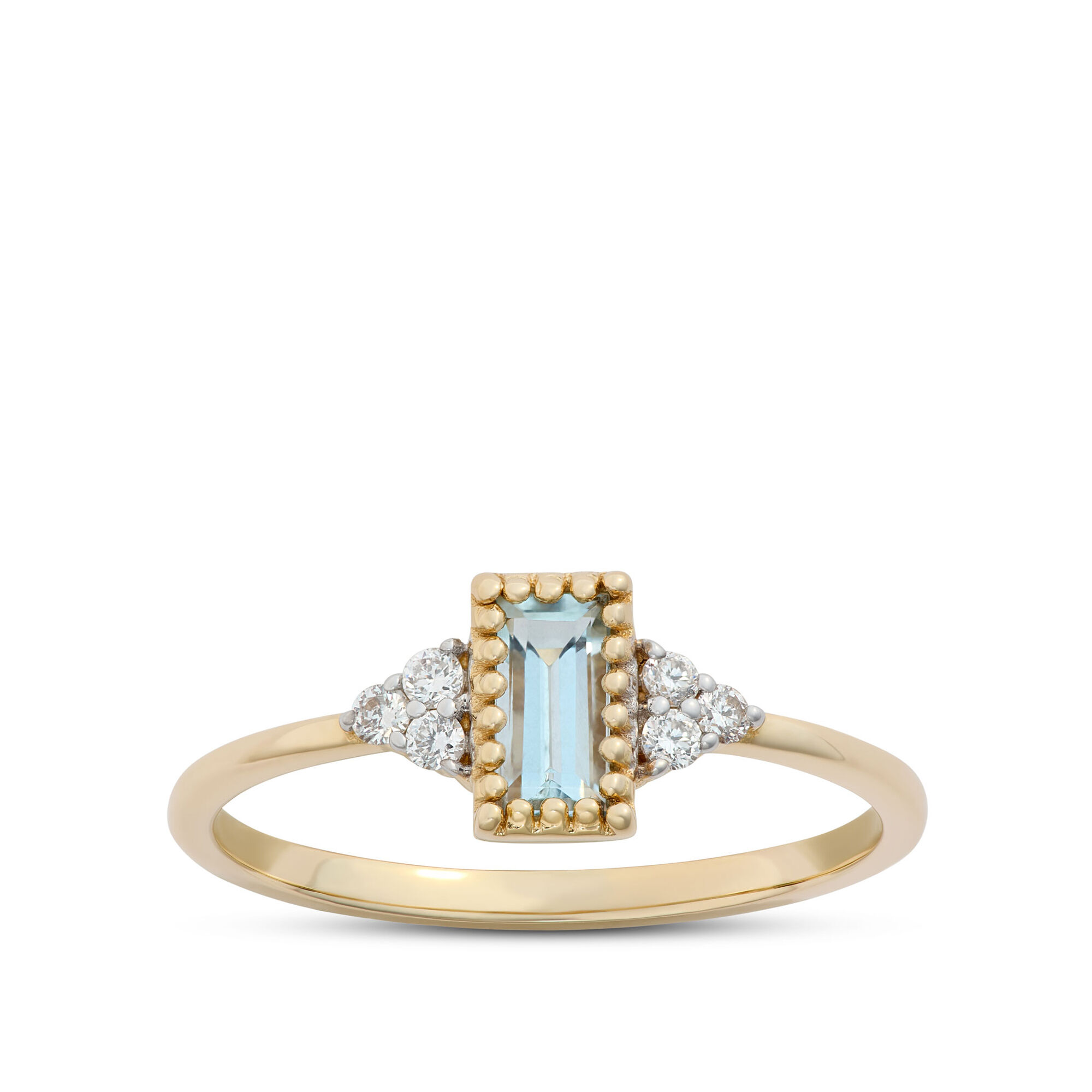 Emerald Cut Aquamarine Ring, 14K Yellow Gold