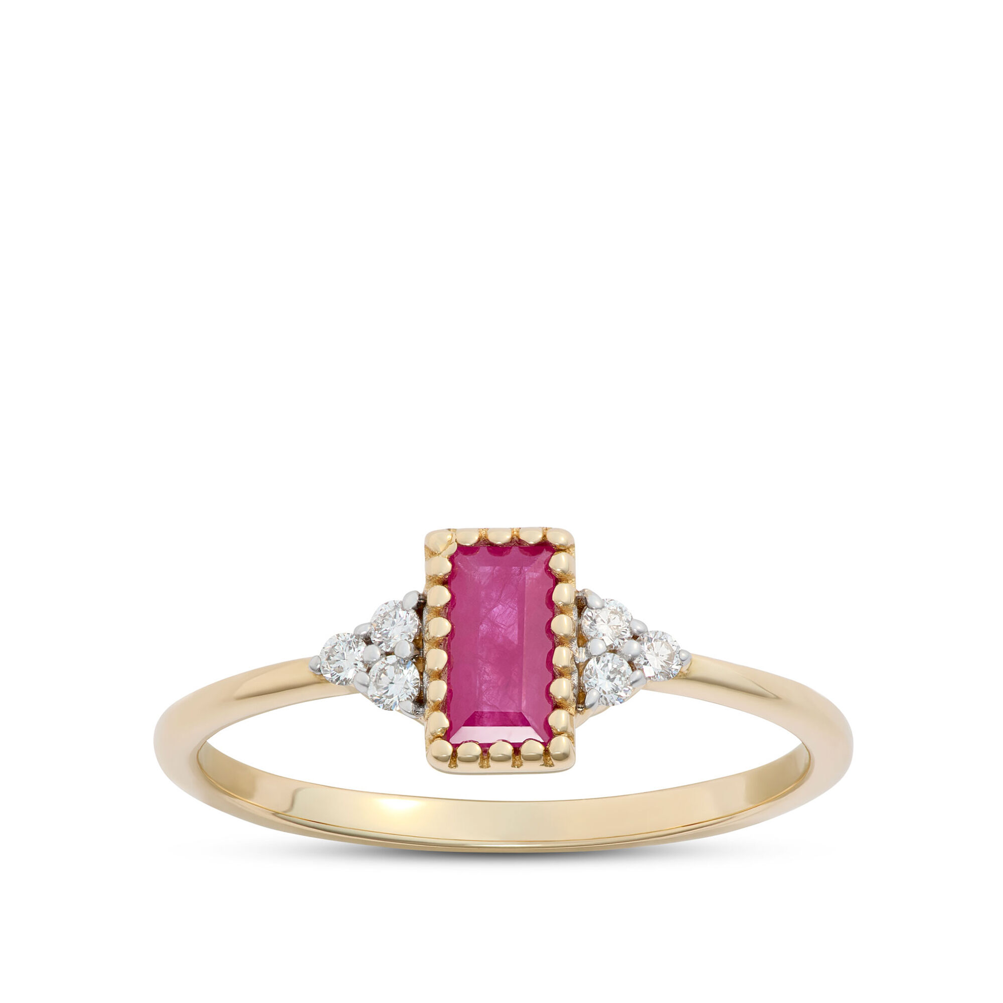 Emerald Cut Ruby Ring, 14K Yellow Gold