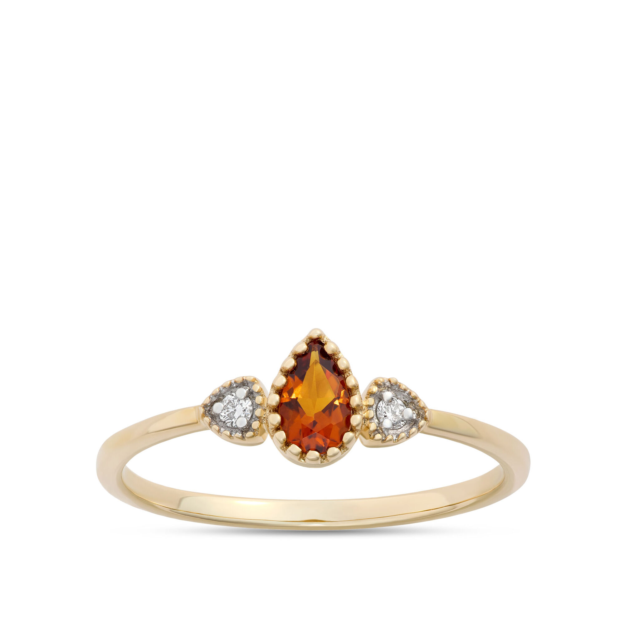 Pear Shaped Citrine Ring, 14K Yellow Gold
