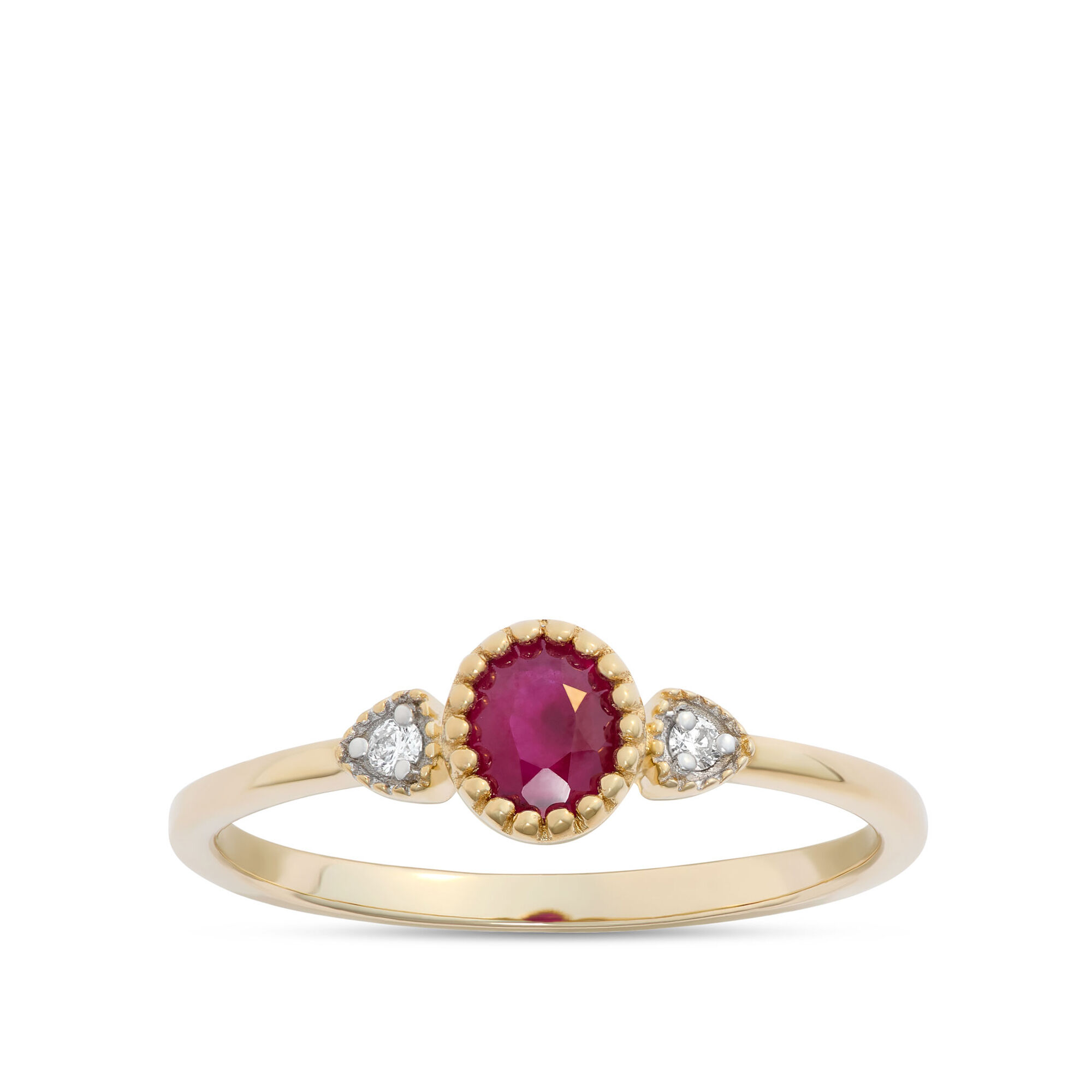 Oval Ruby Ring, 14K Yellow Gold
