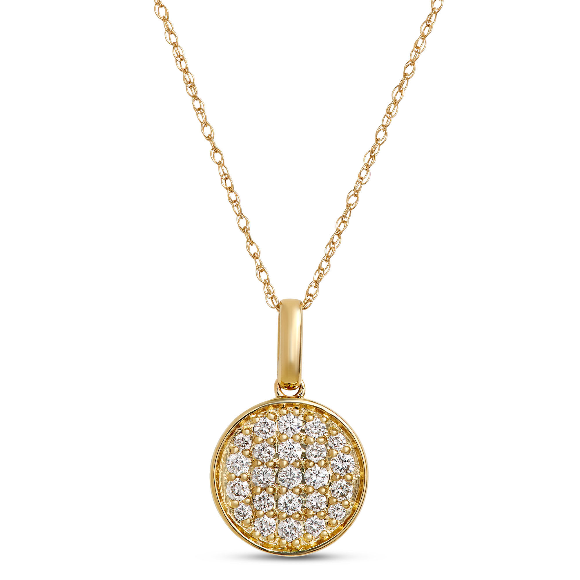 Diamond Disk Pendant, 14K Yellow Gold