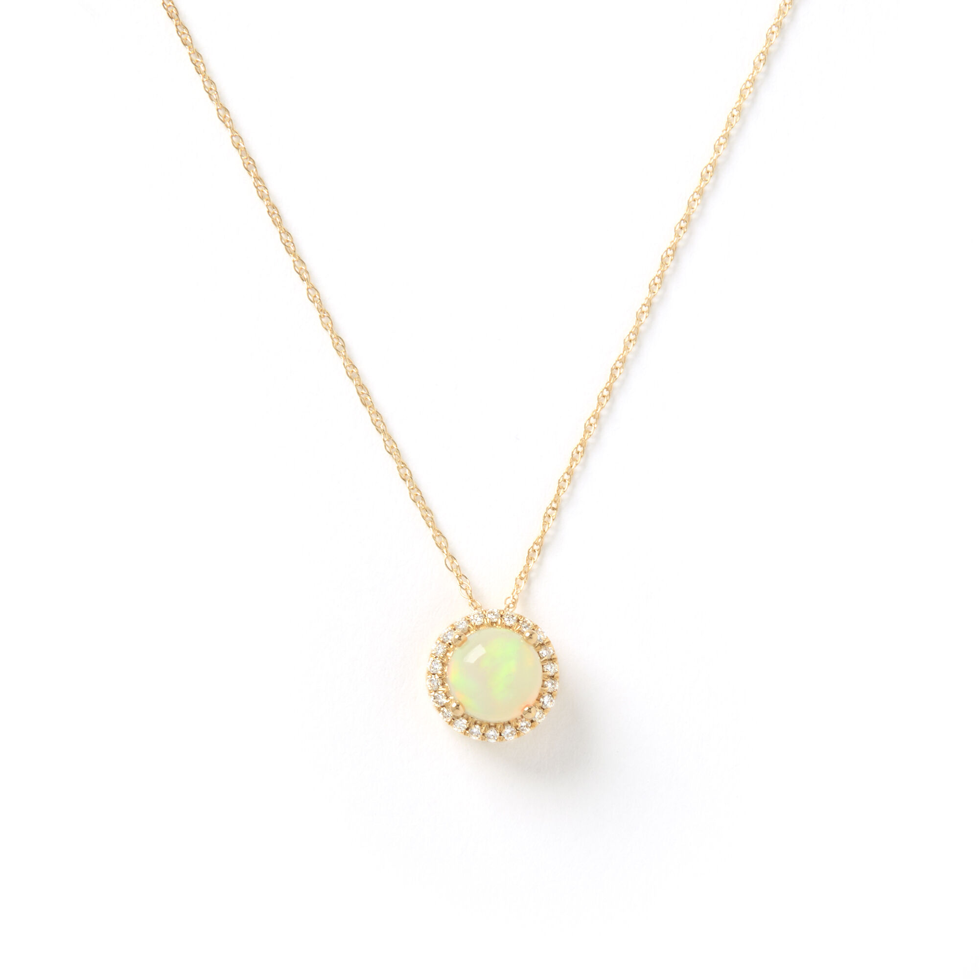 Opal Pendant Necklace, 14K Yellow Gold
