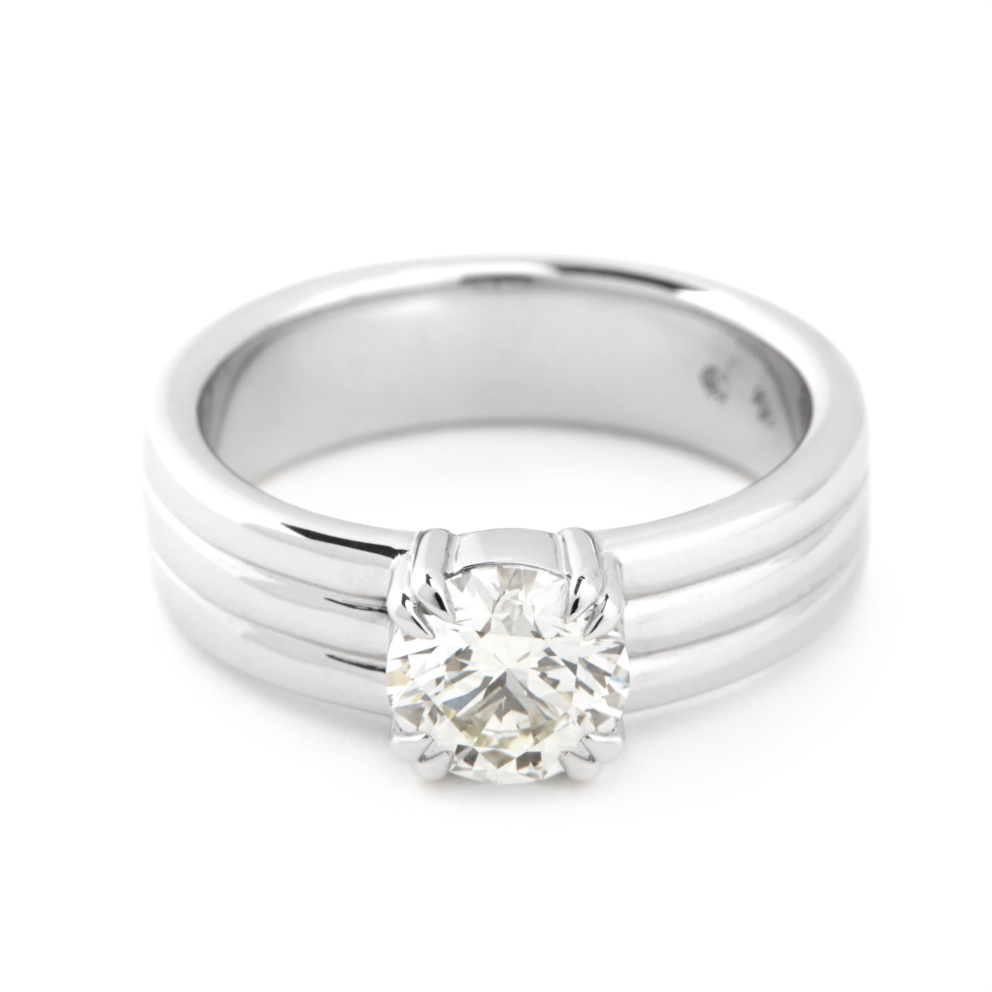 Bella Ponte Triple Shank Round Diamond Engagement Ring, 14K White Gold Size 6.5