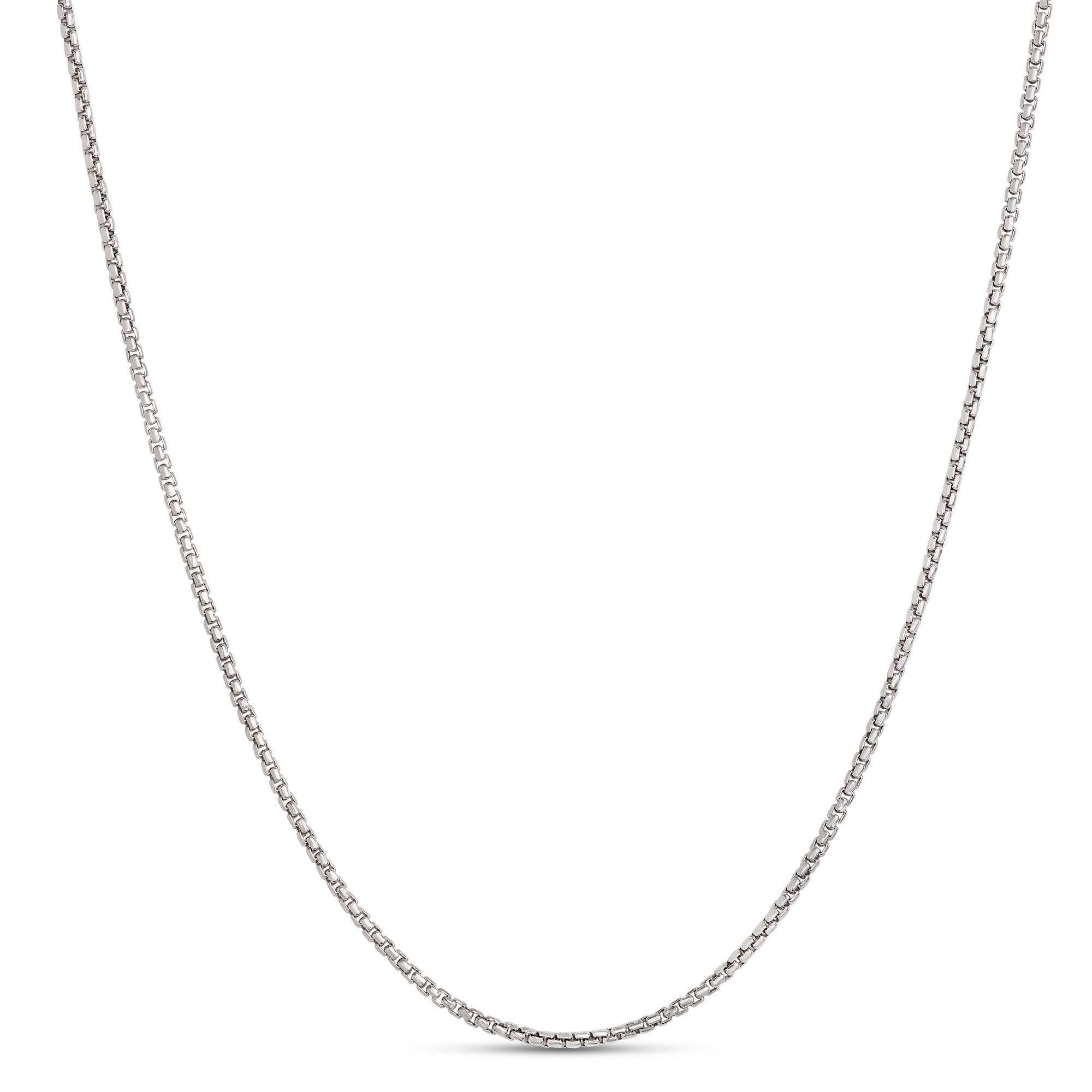 Toscano 24 Inch Box Link Necklace, 14k White Gold