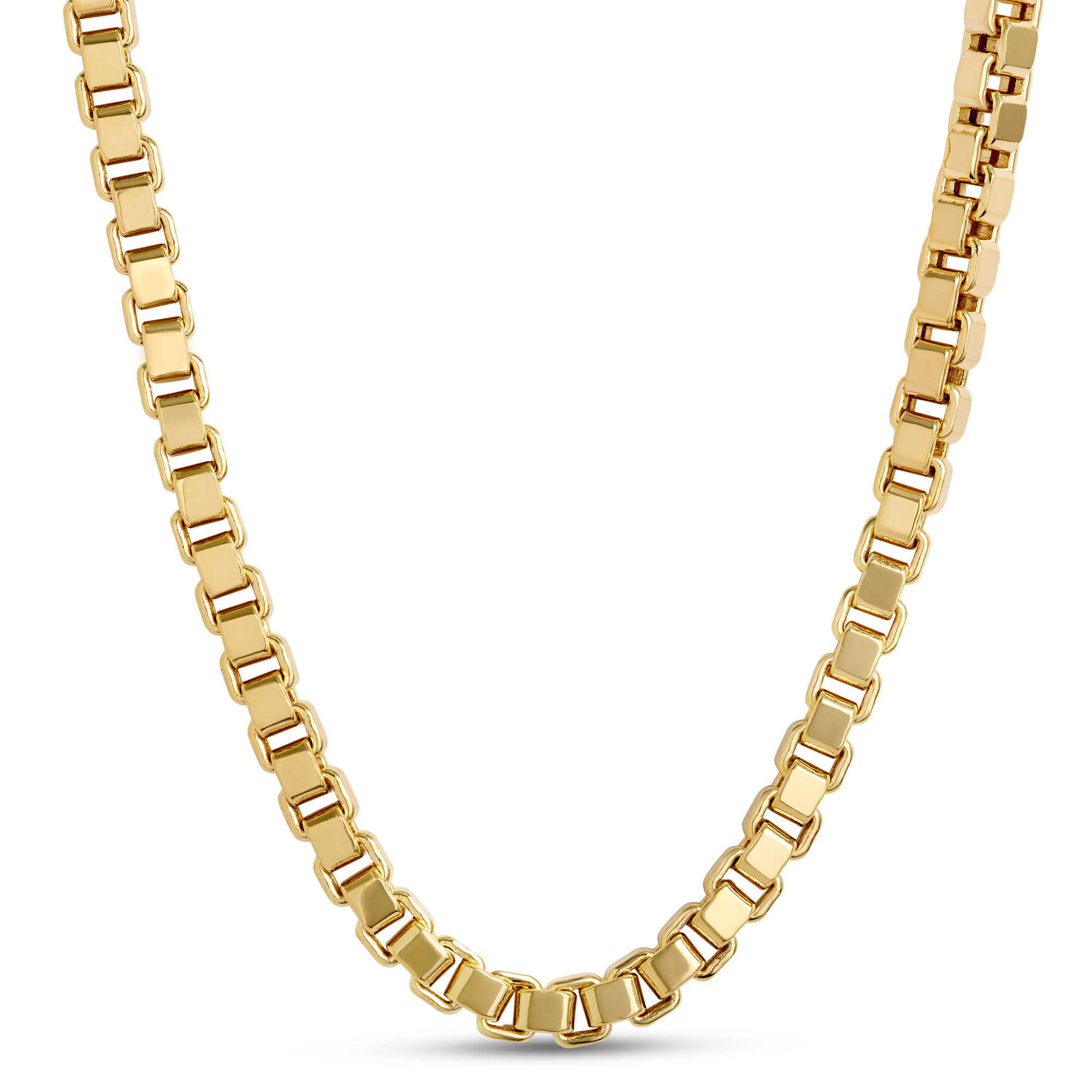 Toscano 24 Inch 3D Box Link Necklace, 14K Yellow Gold