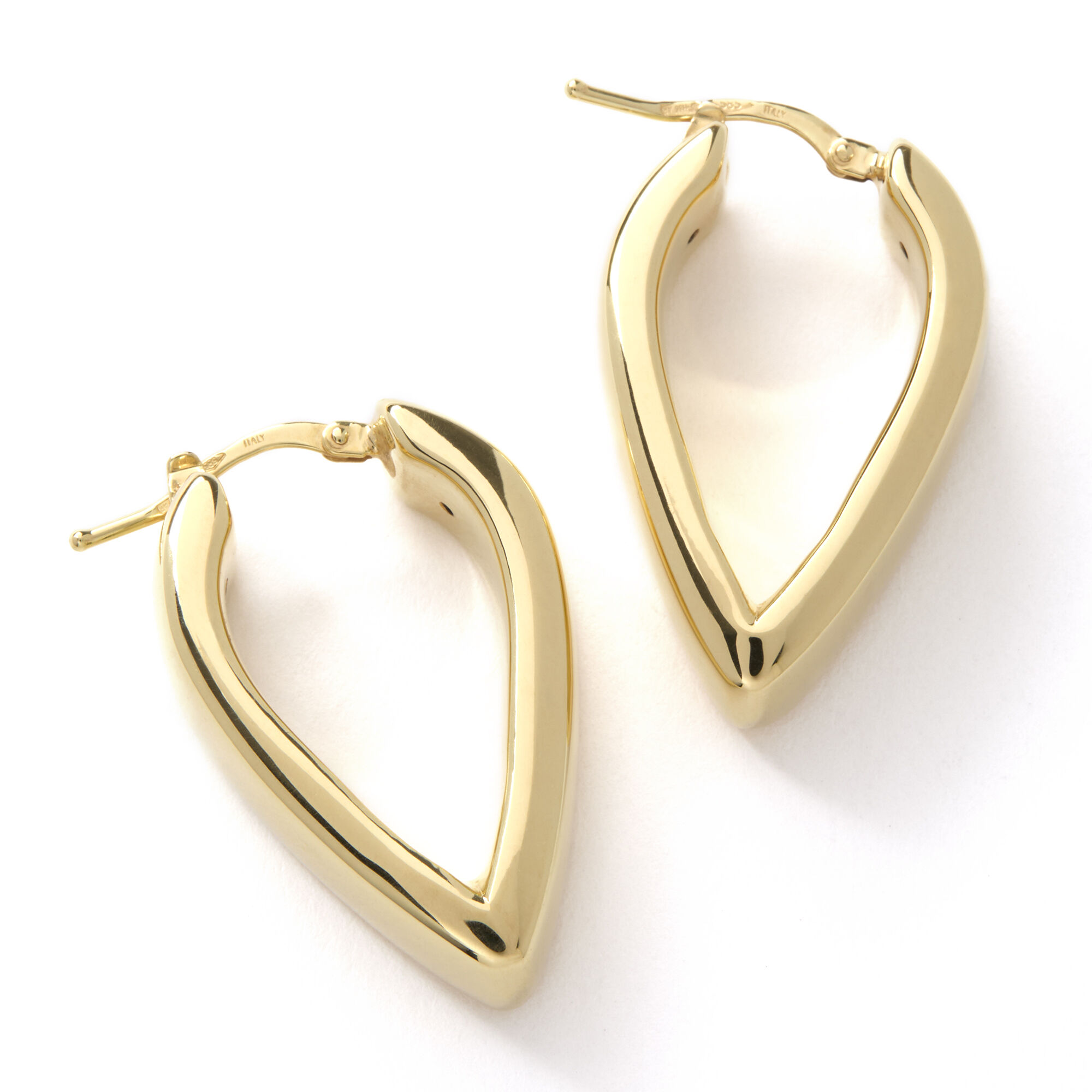 V-Shaped Hoops, 14K Yellow Gold
