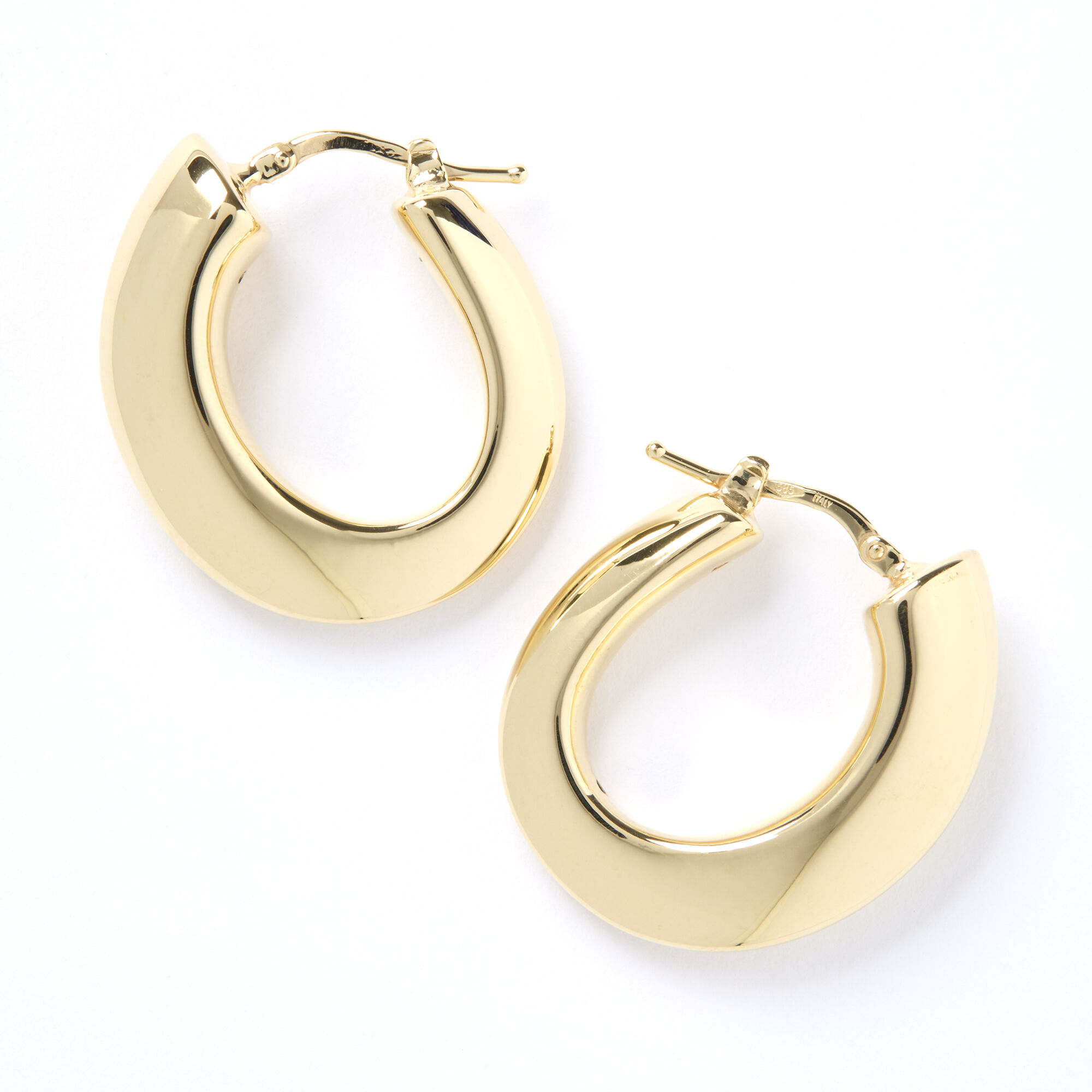 Toscano Graduated Oval Hoop Earrings, 14K Yellow gold
