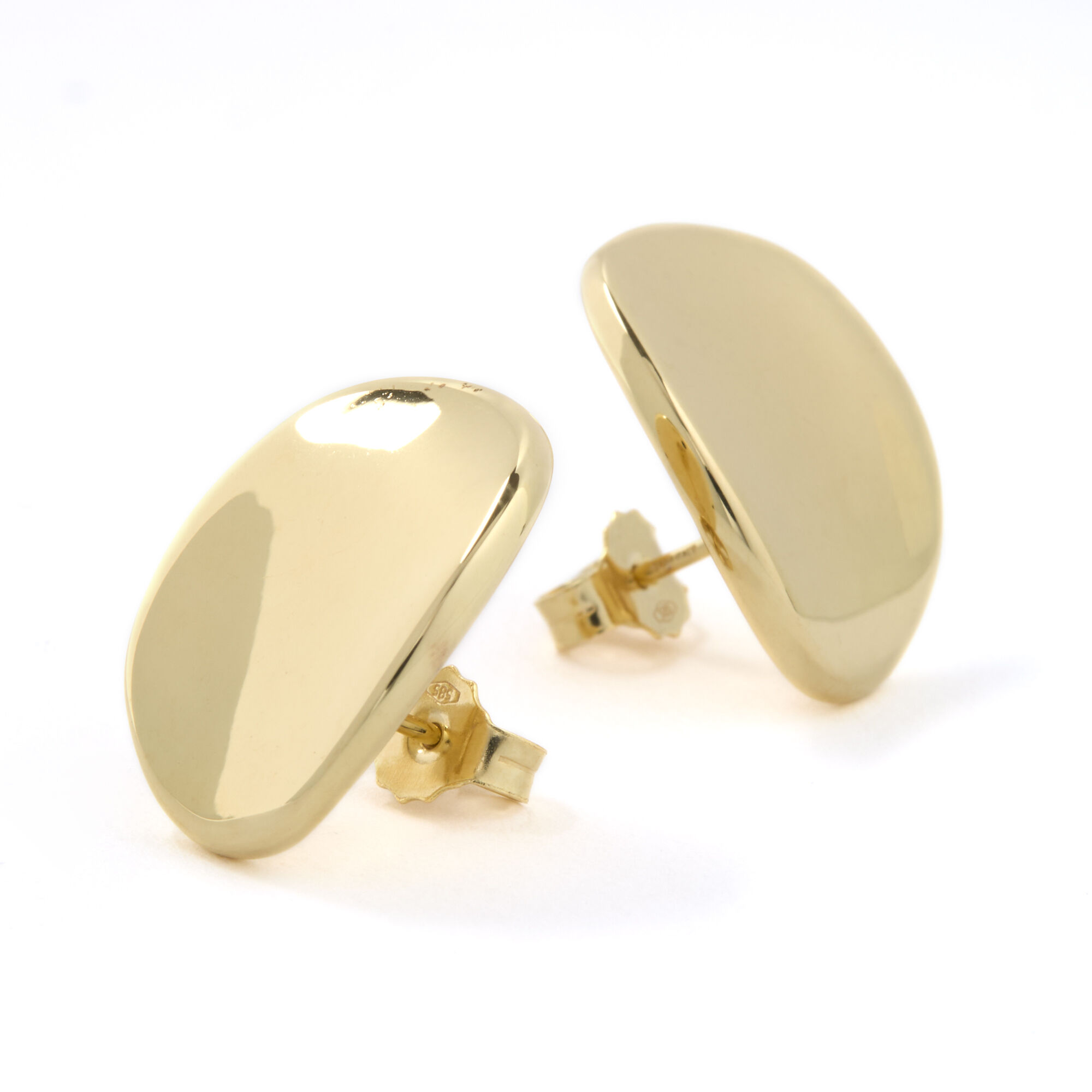 Toscano Oval Button Studs, 14K Yellow Gold
